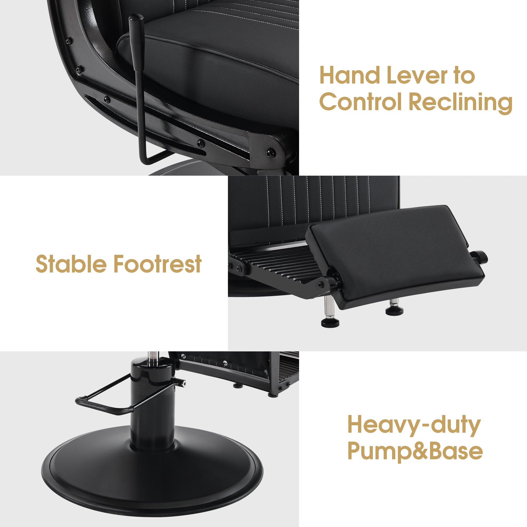 BarberPub Reclining Barber Chair, Hydraulic Styling Salon Chair for Hair Stylist 8334