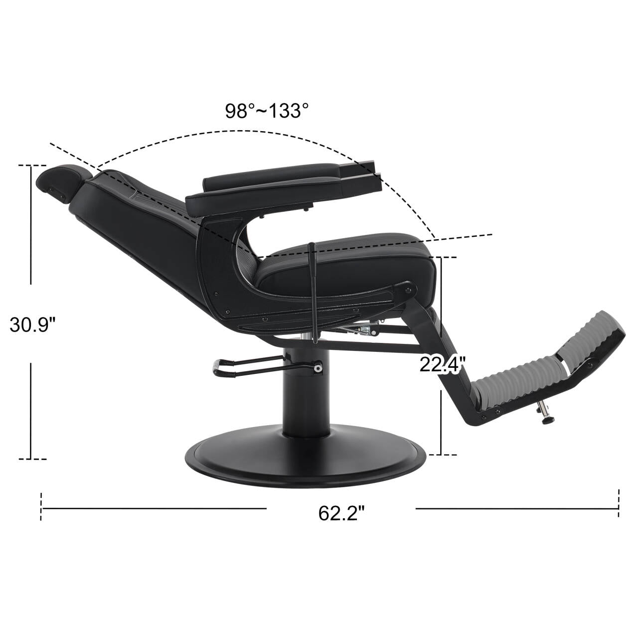 BarberPub Reclining Barber Chair, Hydraulic Styling Salon Chair for Hair Stylist 8334