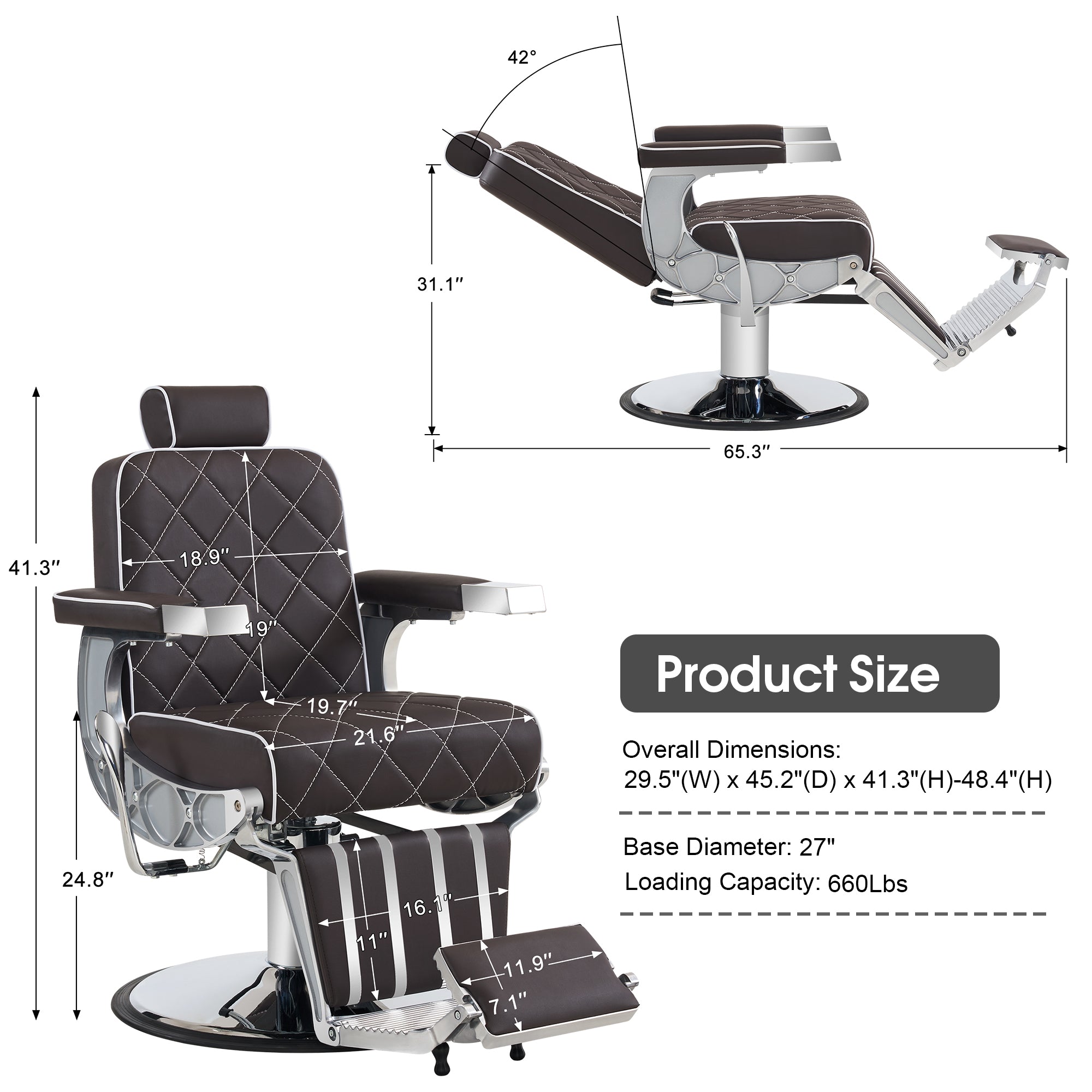 BarberPub All Purpose Barber Chair, 660lbs Hydraulic Pump, Salon&Spa Chair 8625