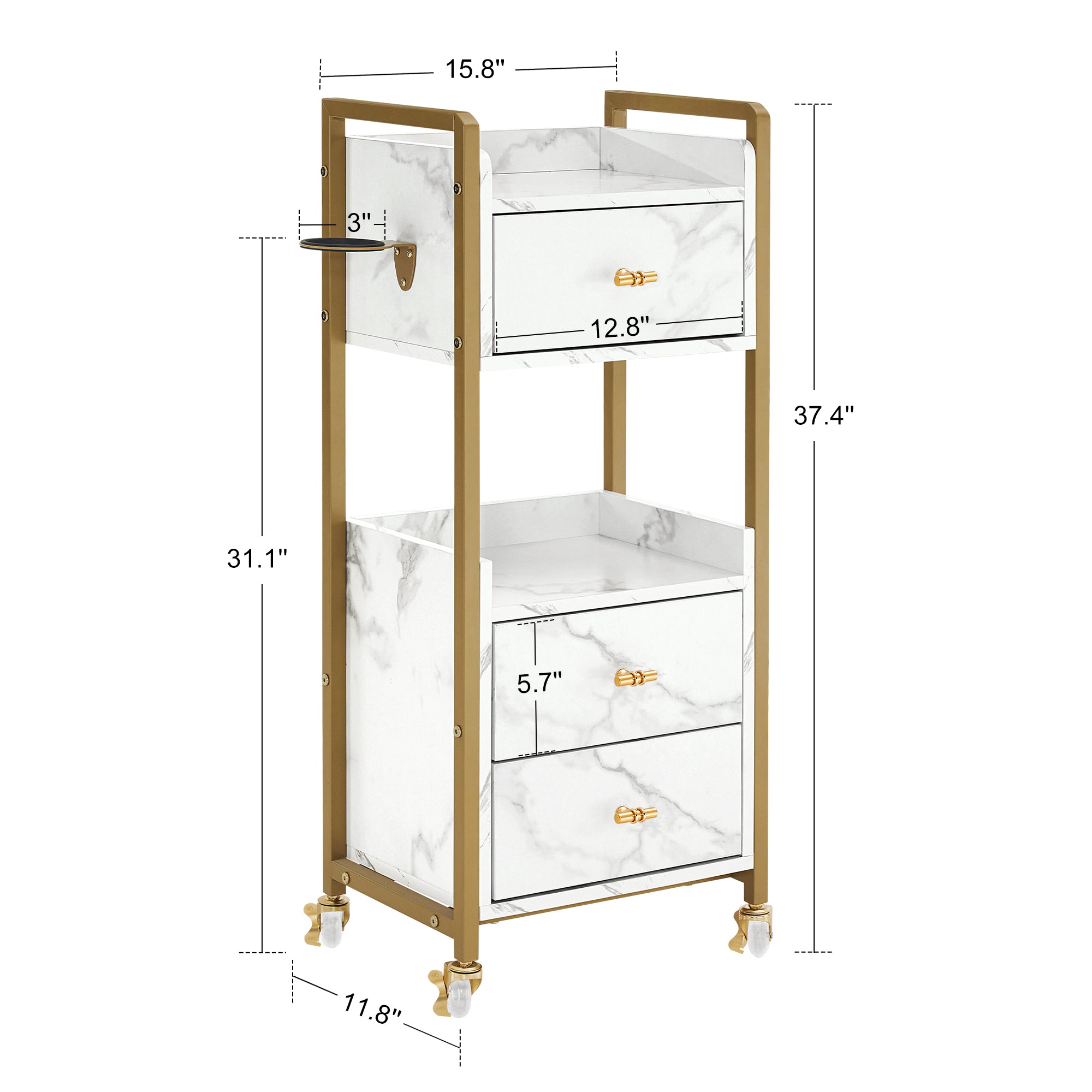 Barber Trolley with Lockable Wheels, Hair Salon Rolling Cart, Tattoo Storage Makeup Equipment 2478