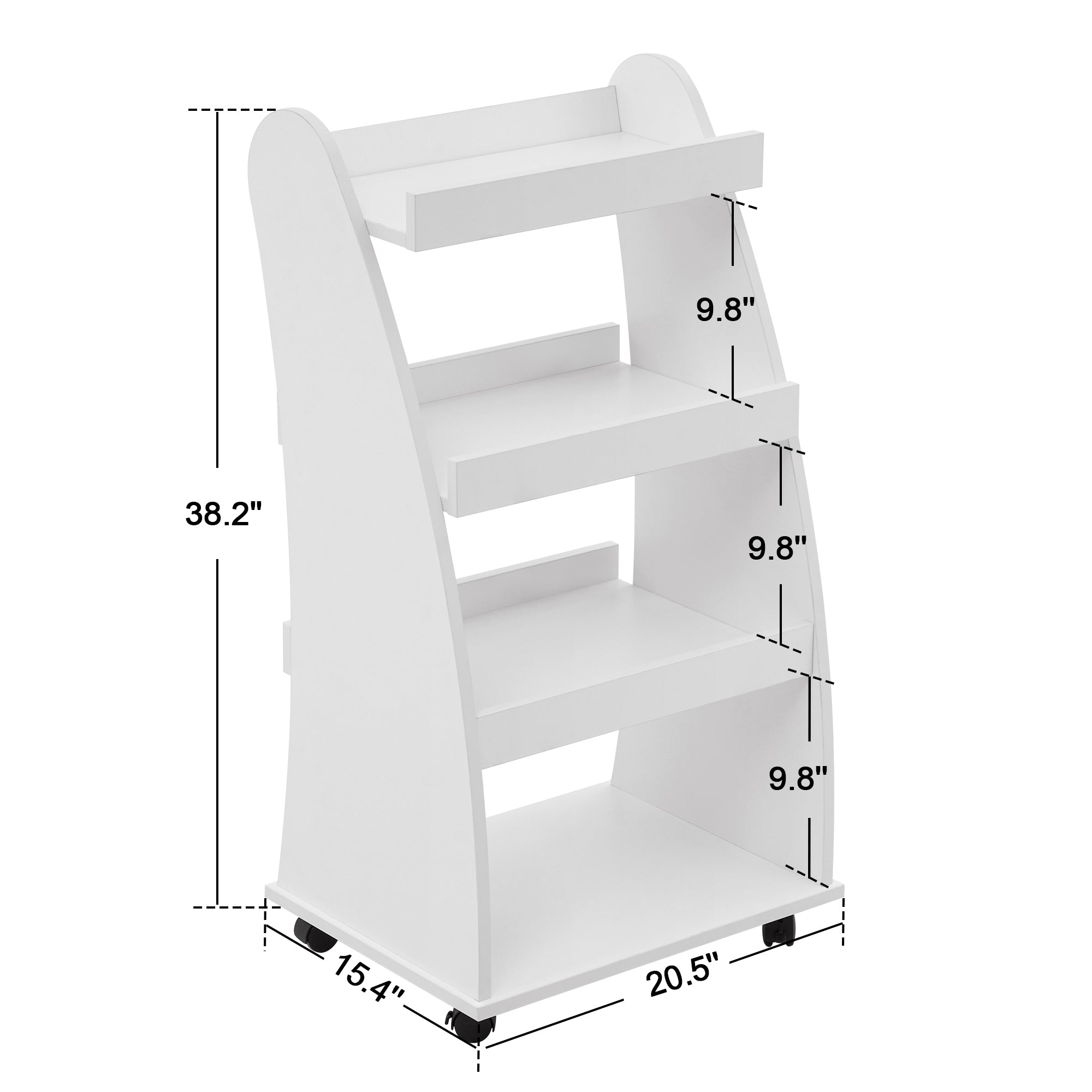4-Tier Kids Bookshelf Rolling Cart for Storage, Children's Bookcases Organizer 2030
