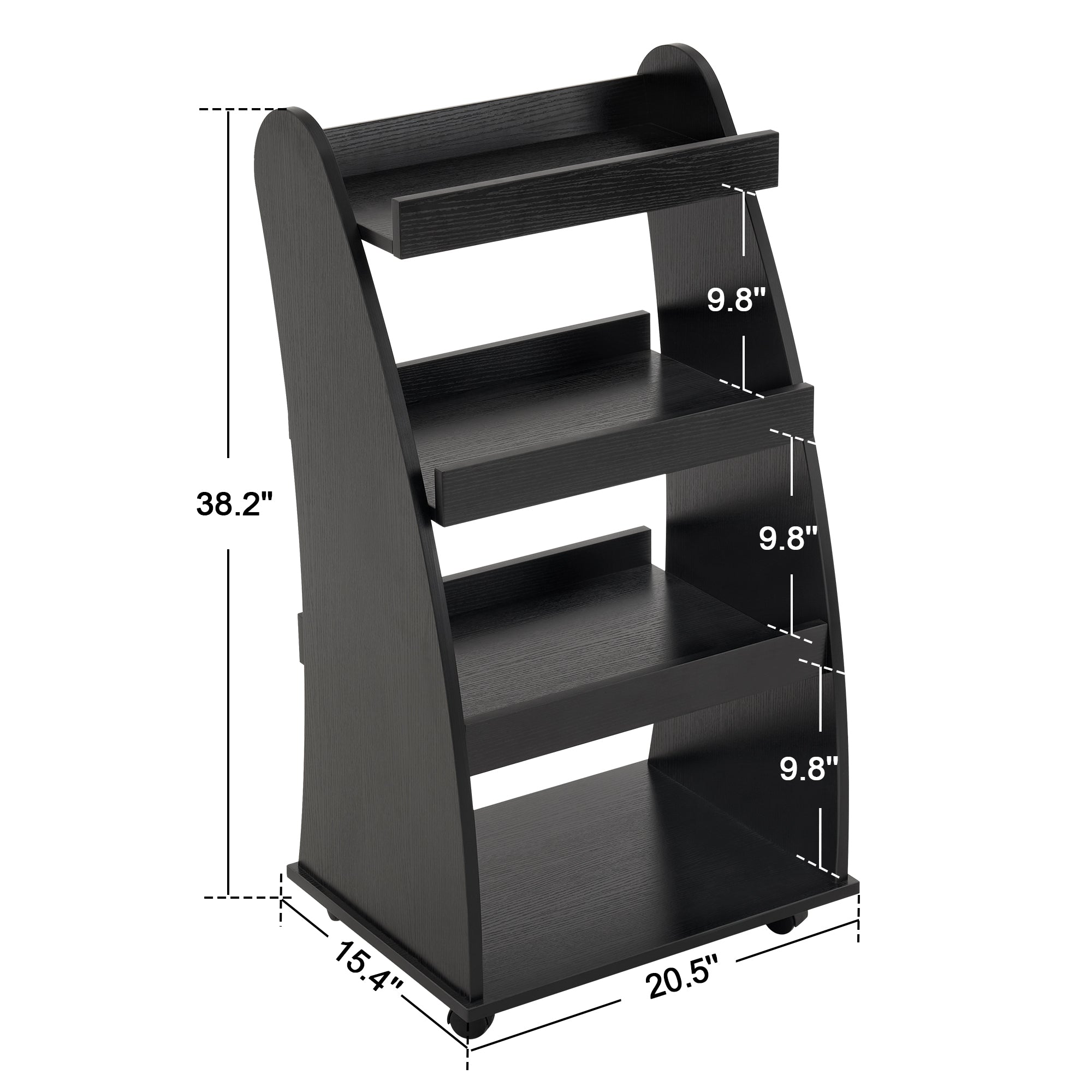 4-Tier Kids Bookshelf Rolling Cart for Storage, Children's Bookcases Organizer 2030
