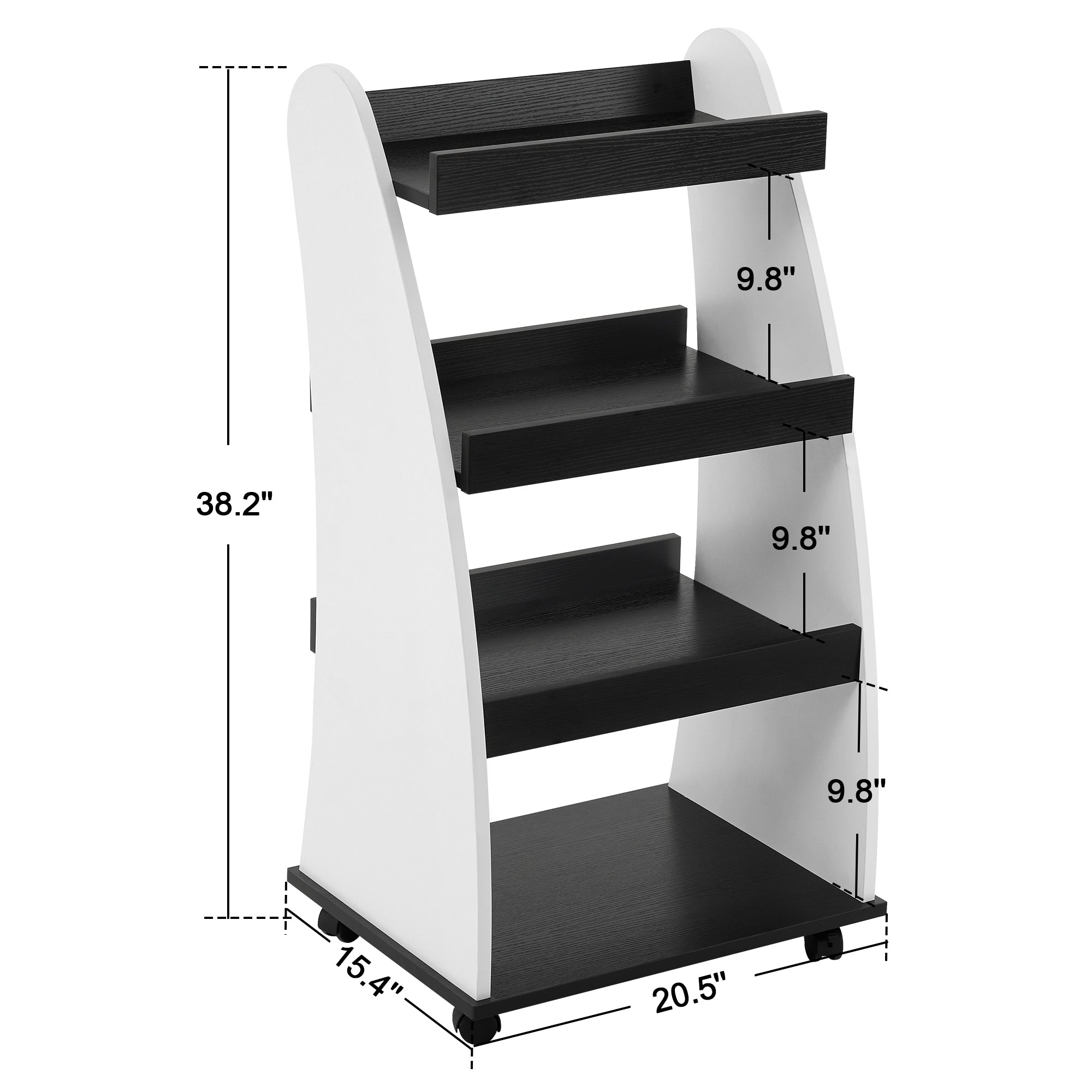 4-Tier Kids Bookshelf Rolling Cart for Storage, Children's Bookcases Organizer 2030