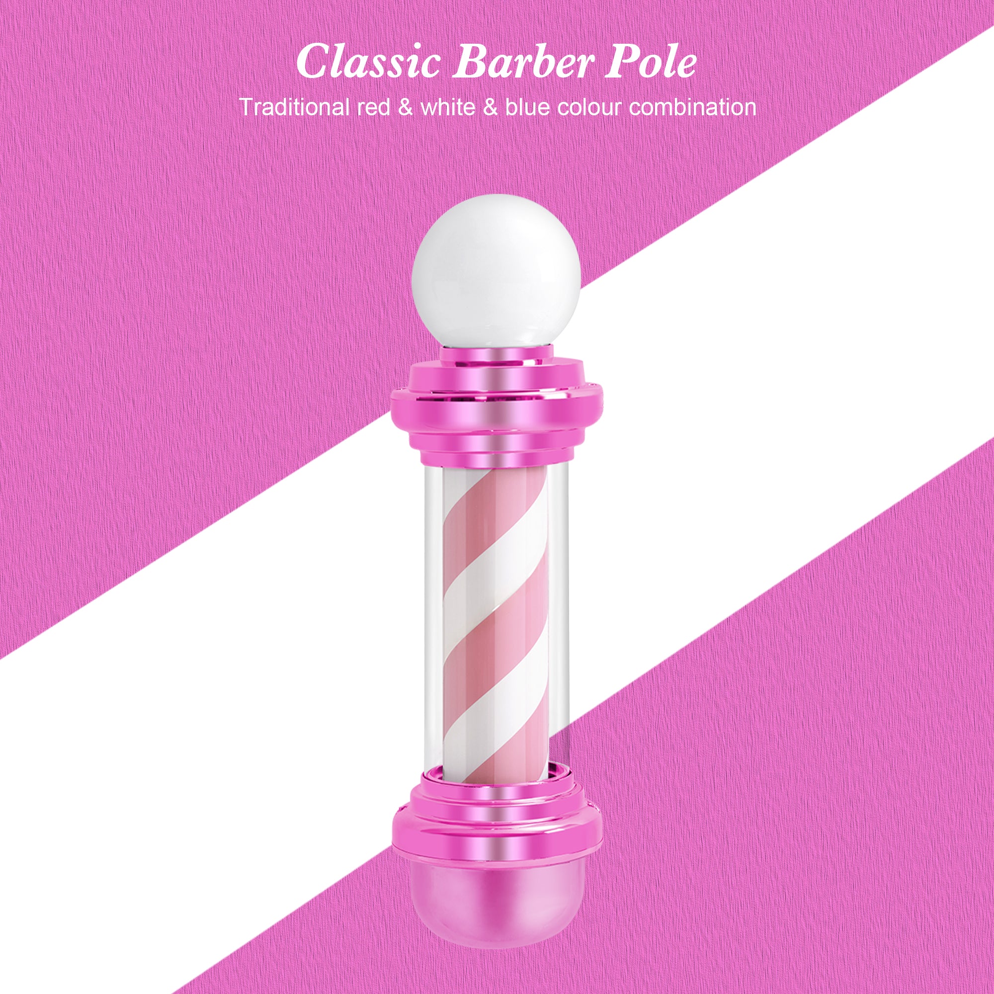 Barber Pole with LED Light for Hairdressing, Salon Shop Open Sign, Salon Spa Stripes Rotating Lamp L018