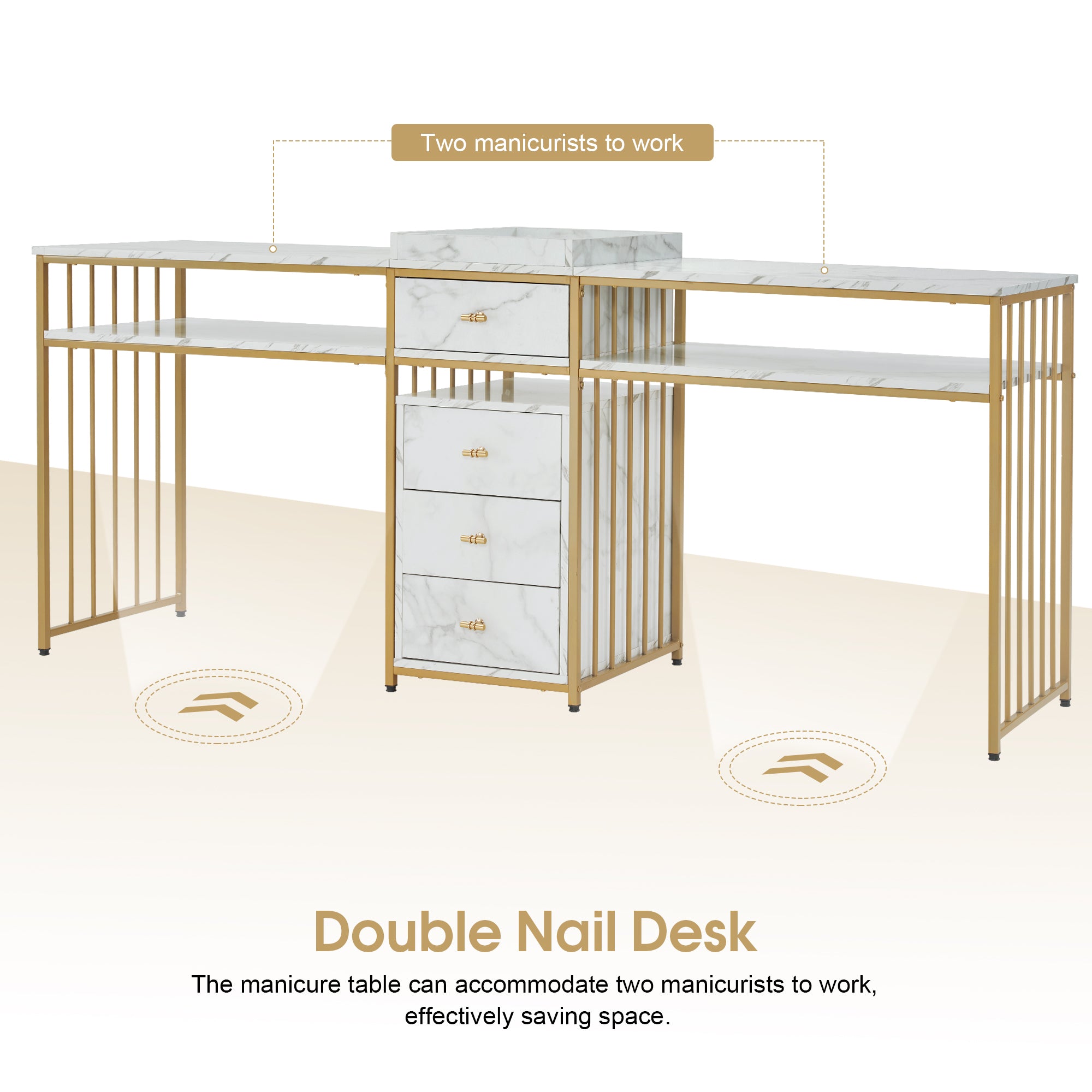 BarberPub Double Acetone Resistant Manicure Table Beauty Storage Nail Desk 2456