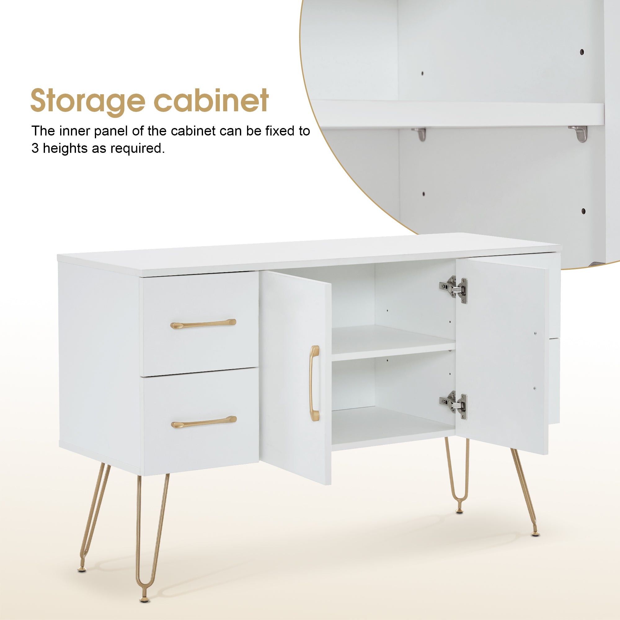 White Wall Mount Styling Station with Golden Leg, Barber Tool Organizer for Storage 3152