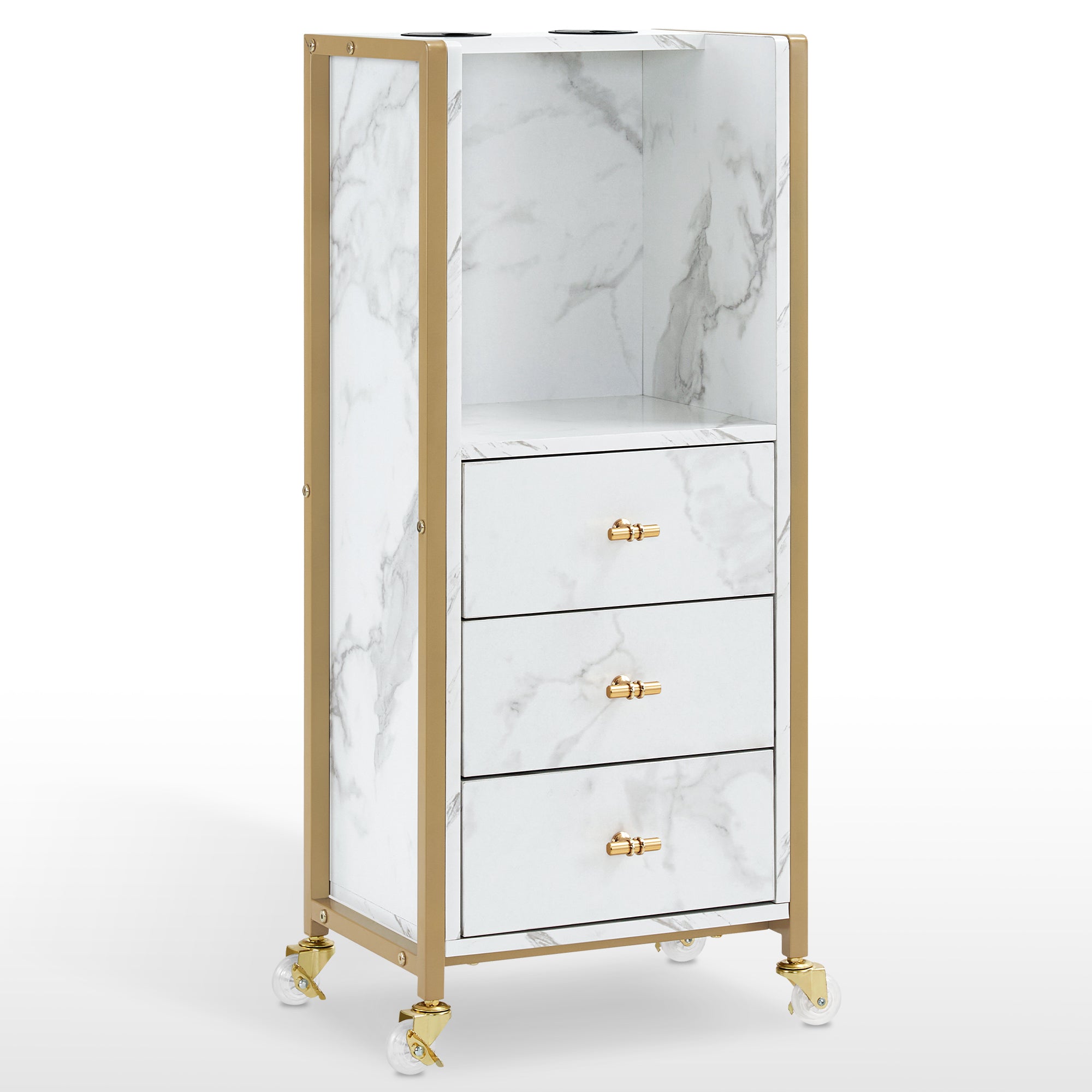 Hair Salon Styling Trolley with Tool Holders, Salon Storage Utility Cart with Lockable Wheels 2476