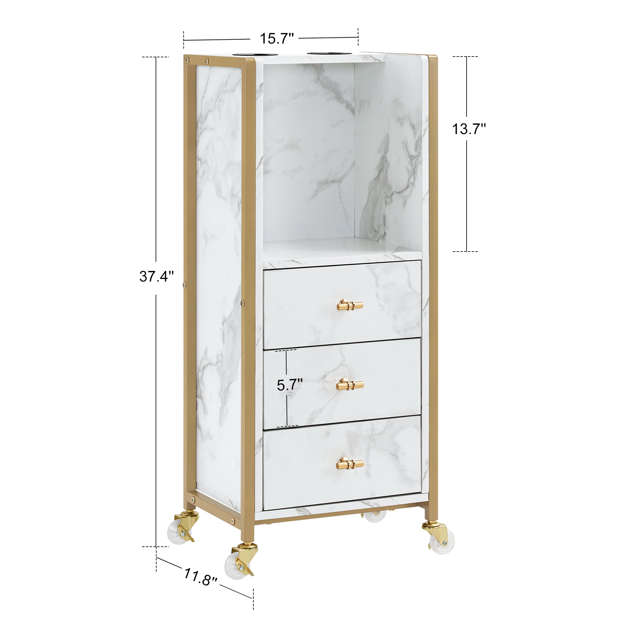 Hair Salon Styling Trolley with Tool Holders, Salon Storage Utility Cart with Lockable Wheels 2476