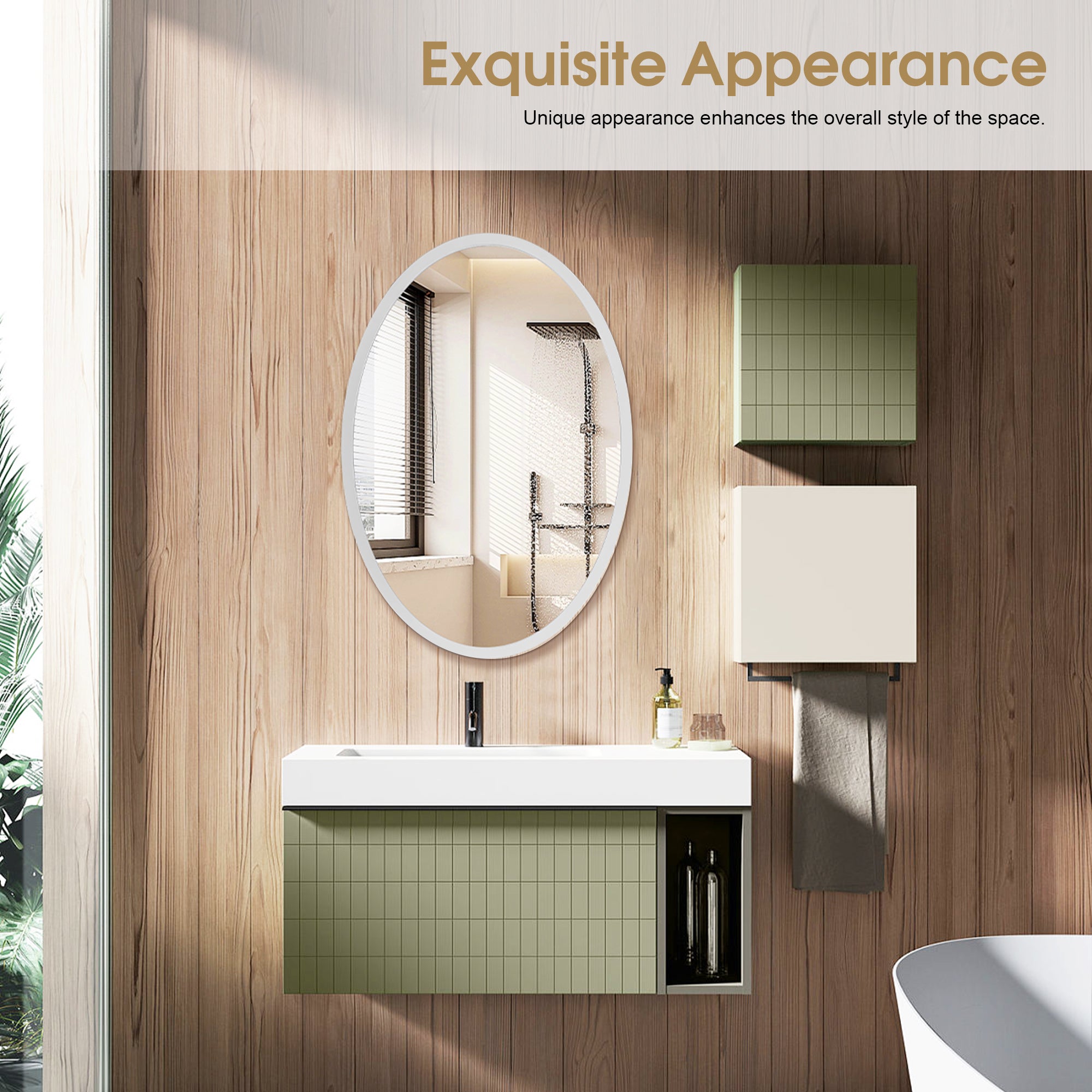 BarberPub Wall Mount Dressing Mirror Salon Mirror with Wooden Frame CH/RO/EL-3