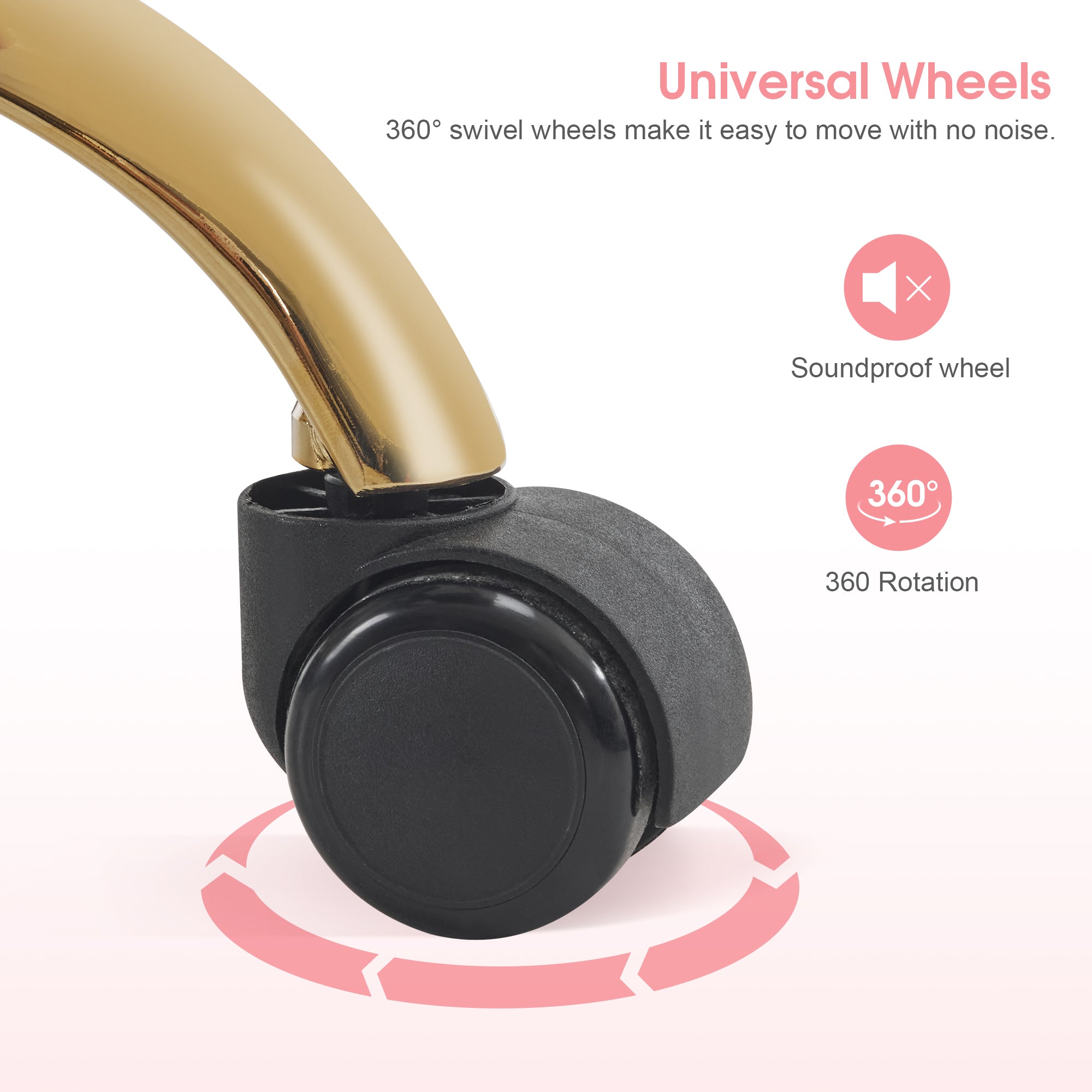 Comfy Nail Art Chair with Lumbar Support, Adjustable Home Office Chairs with 360° Swivel Wheels 3567