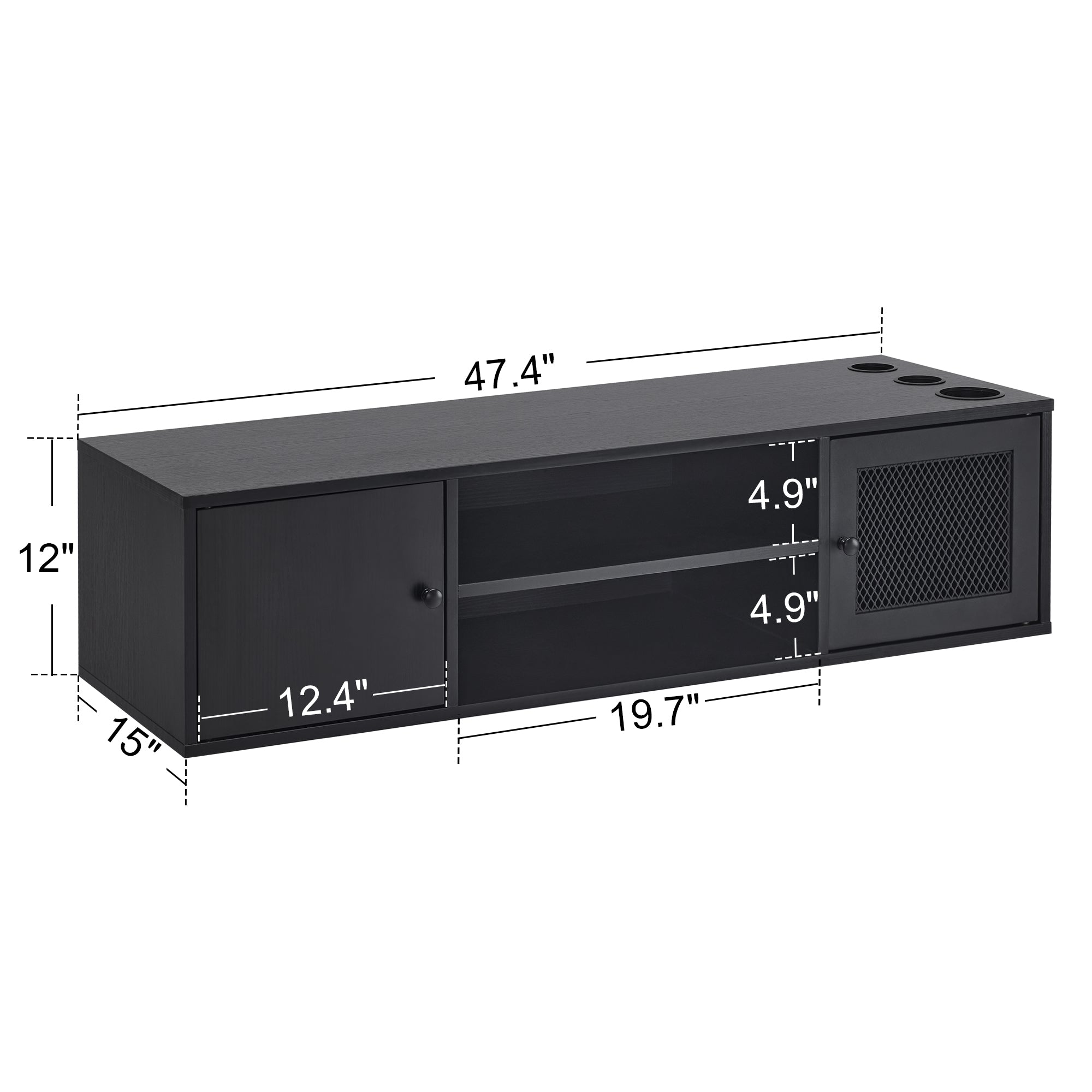 Wall Mount Barber Station for Hair Stylist Salon Stations with 3 Hair Dryer Holders 2501
