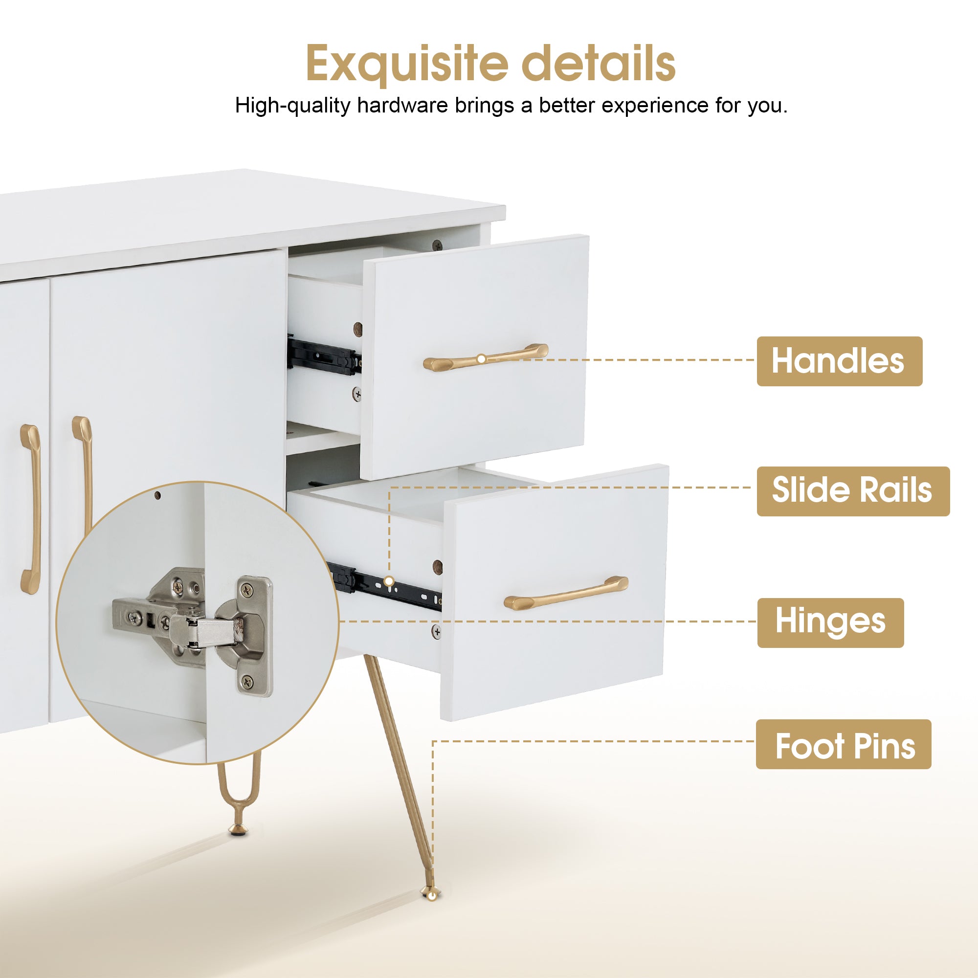 White Wall Mount Styling Station with Golden Leg, Barber Tool Organizer for Storage 3152