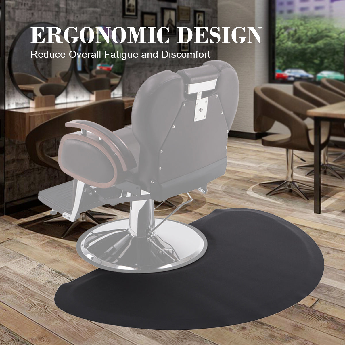 Barber Chair 9182 & Anti-Fatigue Mat 0020 Set - Reclining Hydraulic Barber Chair with 1/2" Thick Salon Mat, Ideal for Barbers & Stylists