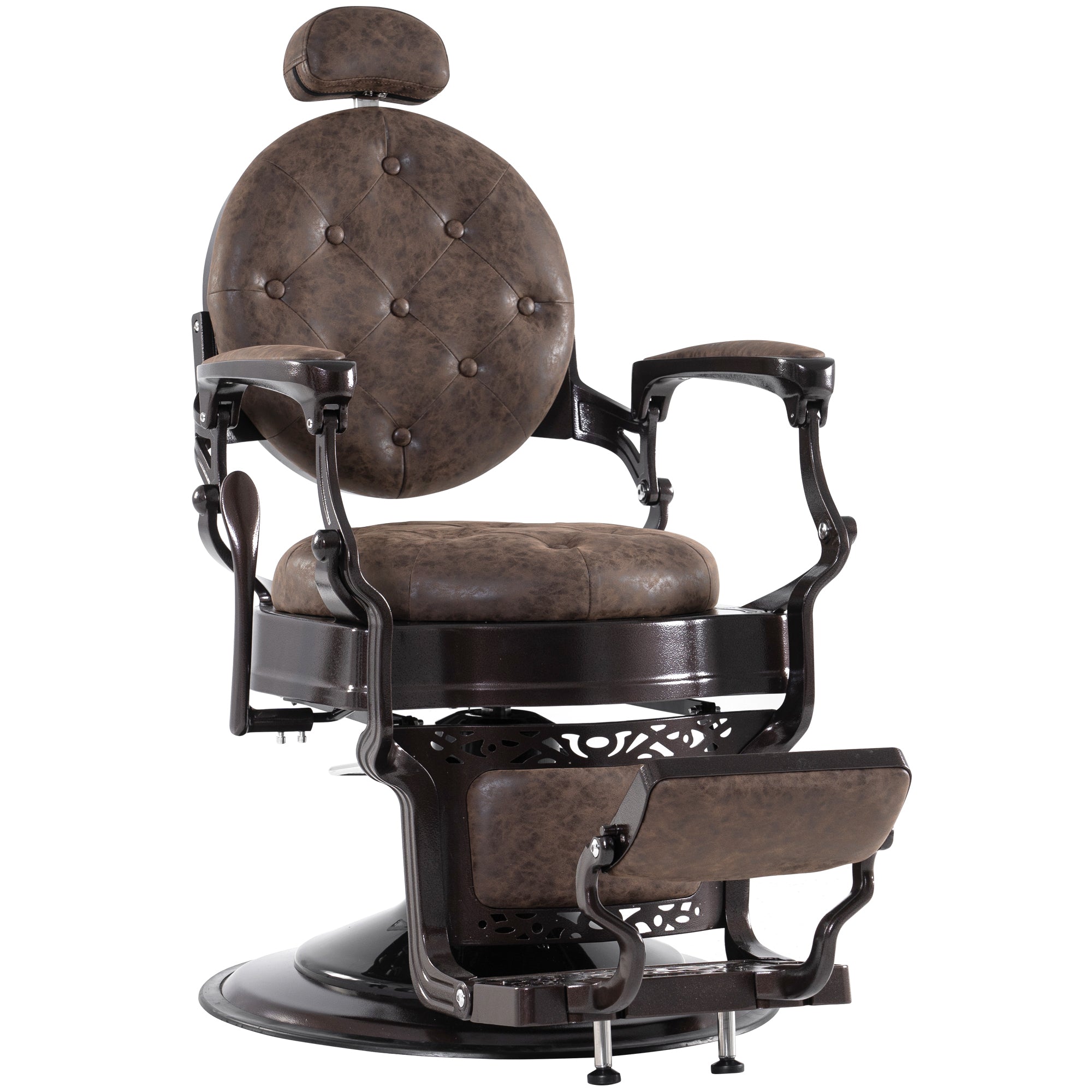 BarberPub Metal Vintage Barber Chair1, Reclining Barbershop Chair with Headrest 3849