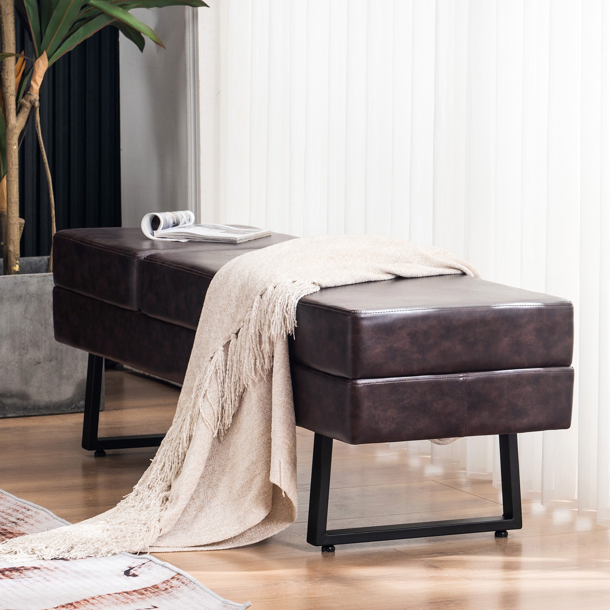 BarberPub Waiting Room Chairs Office Guest Reception Bench, Lobby Chairs Salon Furniture, Conference Room Chairs, Faux Leather 7008