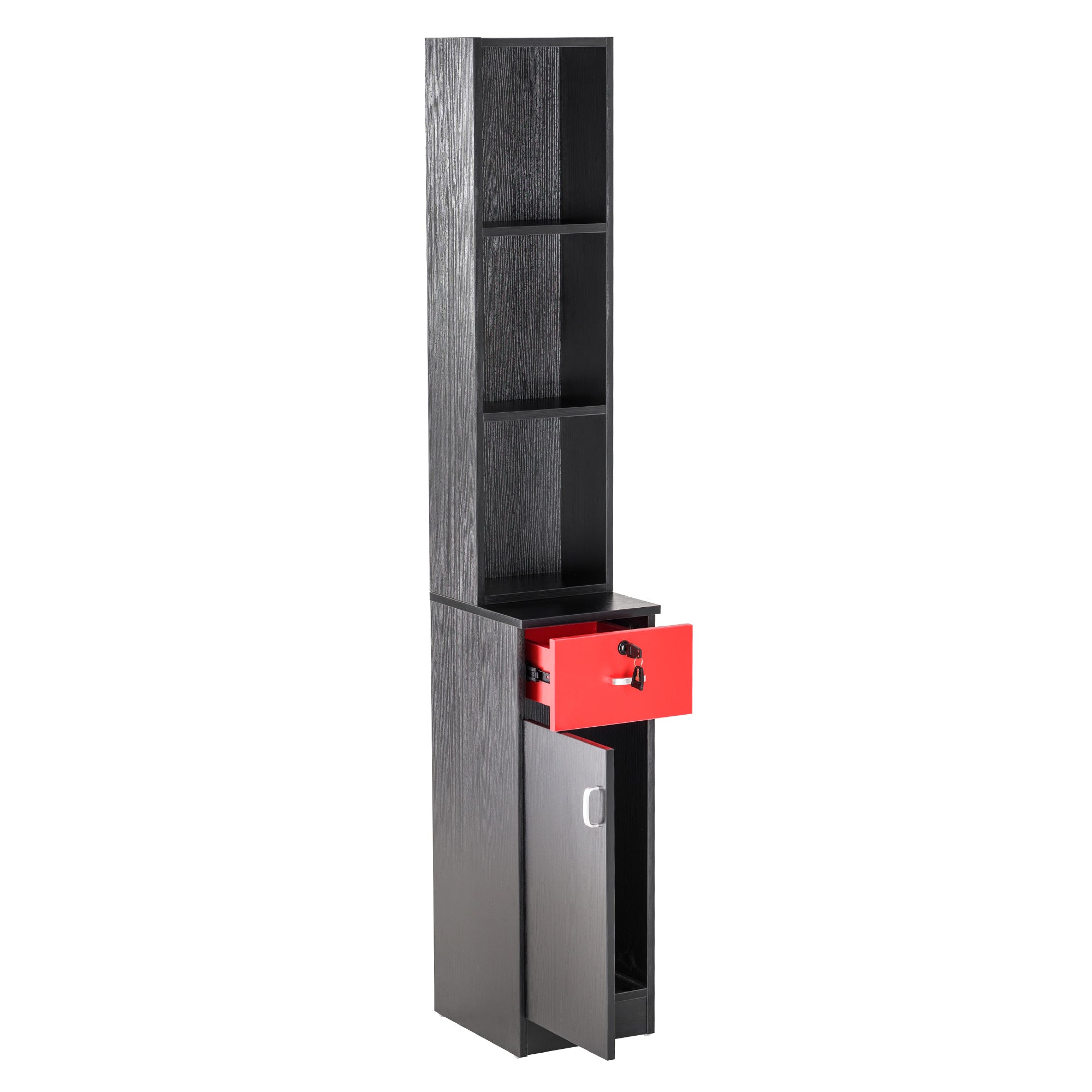 Hair Salon Wall Mount Station with Lockable Drawer and Cabinet, Barber Styling Equipment 3036-1