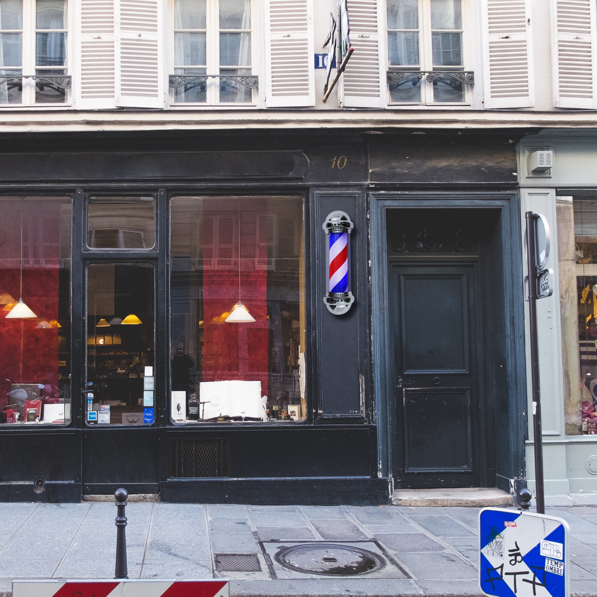 BarberPub Barber Pole Rotating LED Strips Metal Hair Salon Sign L016