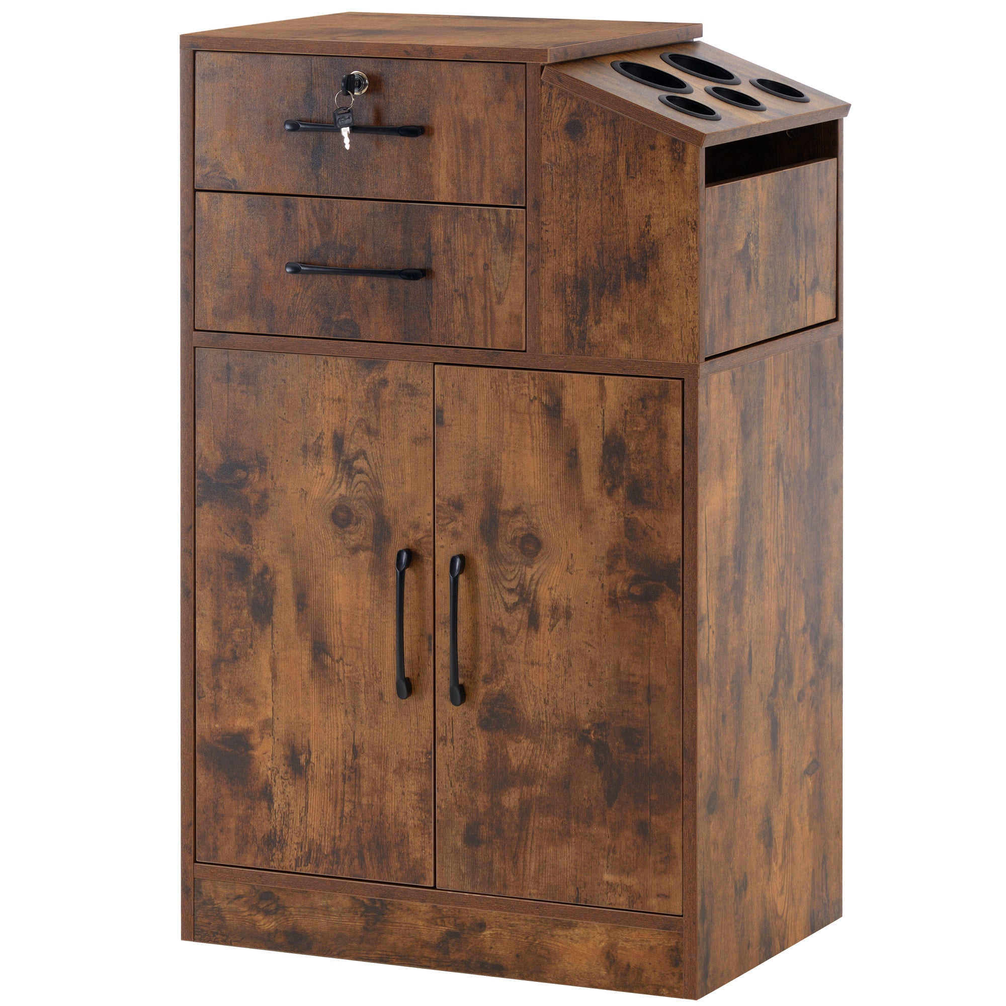 BarberPub Barber Locking Storage Station Beauty Salon Cabinet for Hair Stylist 2005