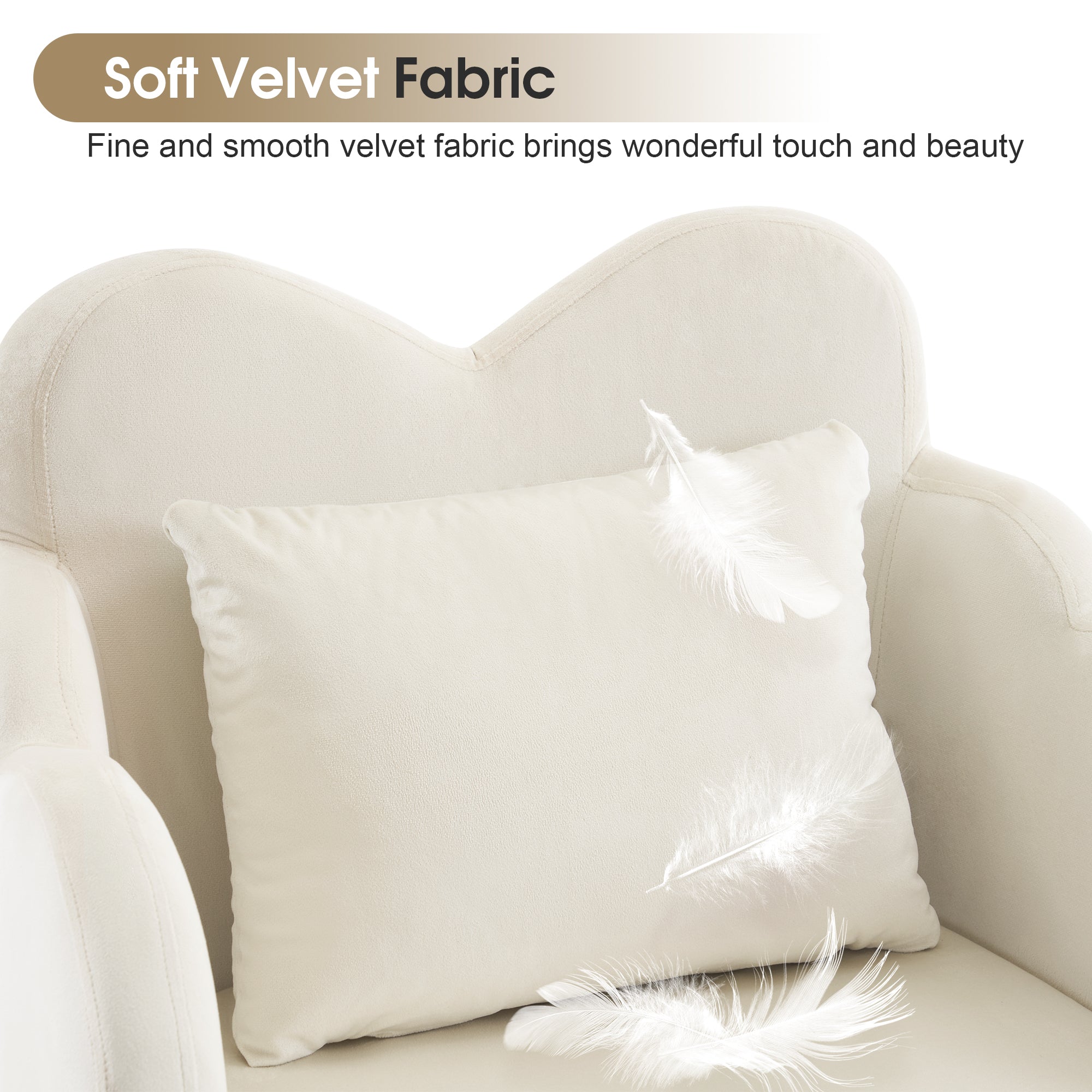 Manicure Tech Chair for Manicurist with Backrest, Modern Living Room Chair with Velvet 3522