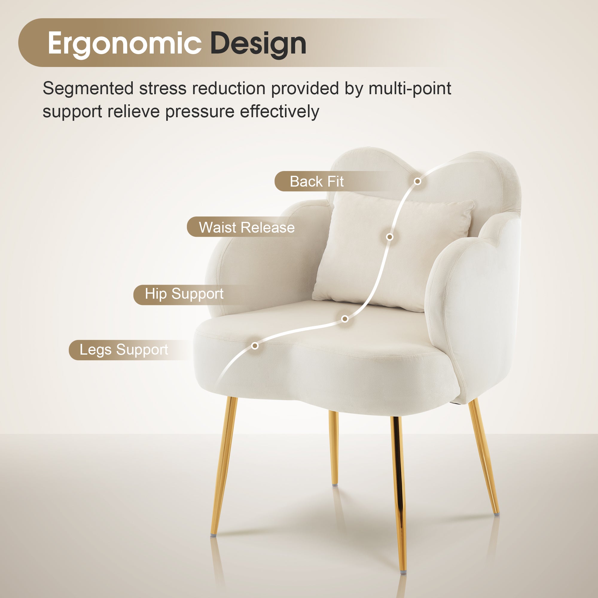 Manicure Tech Chair for Manicurist with Backrest, Modern Living Room Chair with Velvet 3522