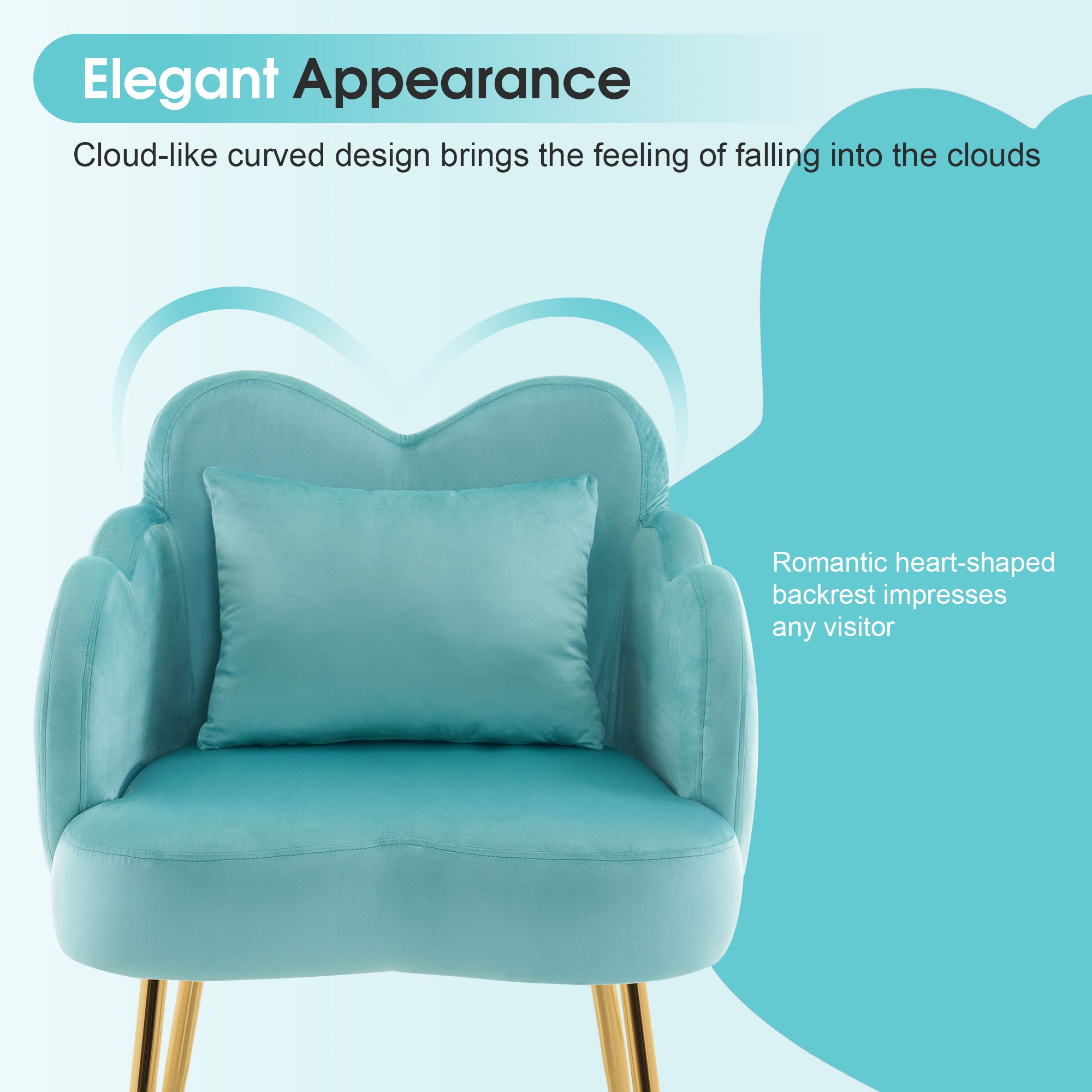 Manicure Tech Chair for Manicurist with Backrest, Modern Living Room Chair with Velvet 3522