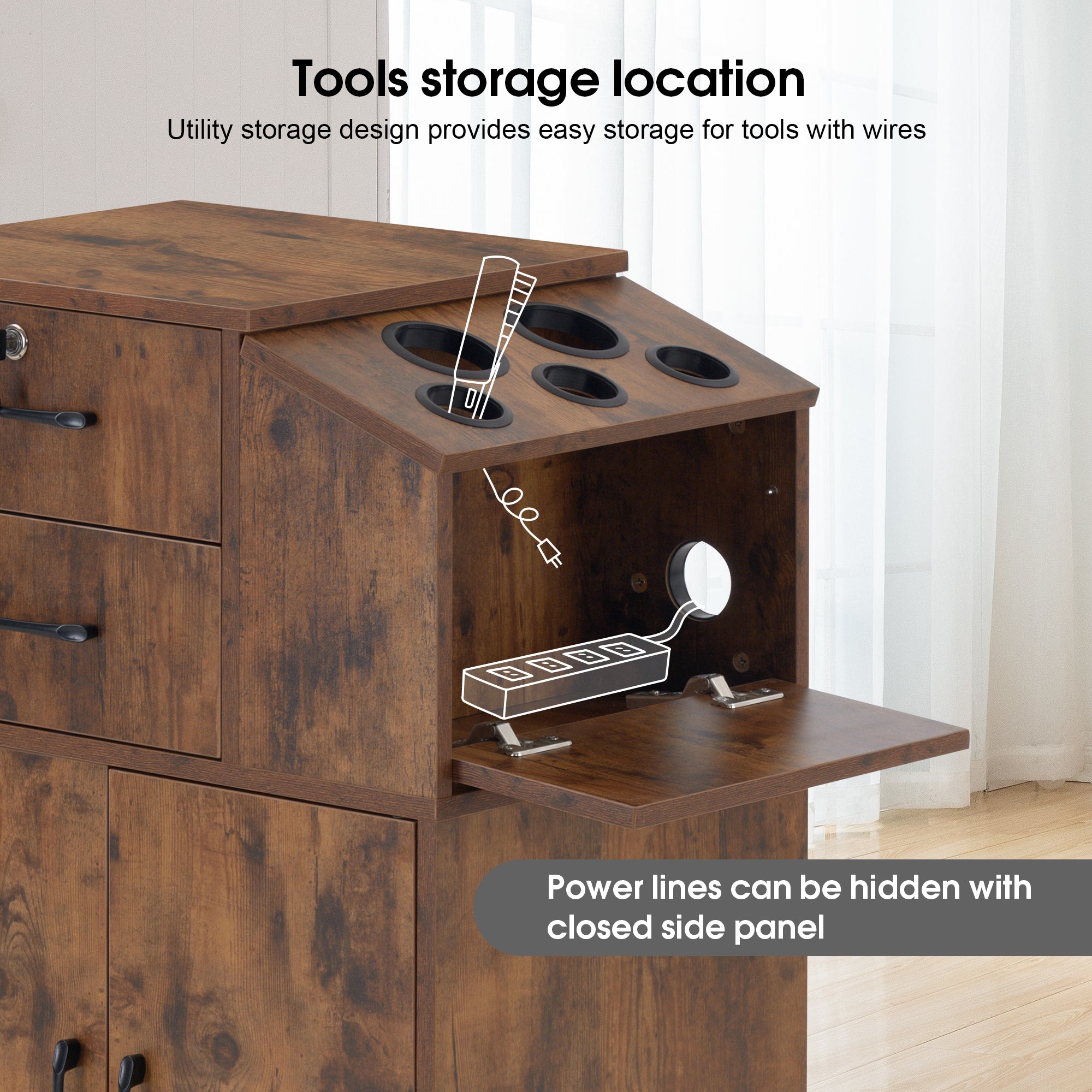 BarberPub Barber Locking Storage Station Beauty Salon Cabinet for Hair Stylist 2005