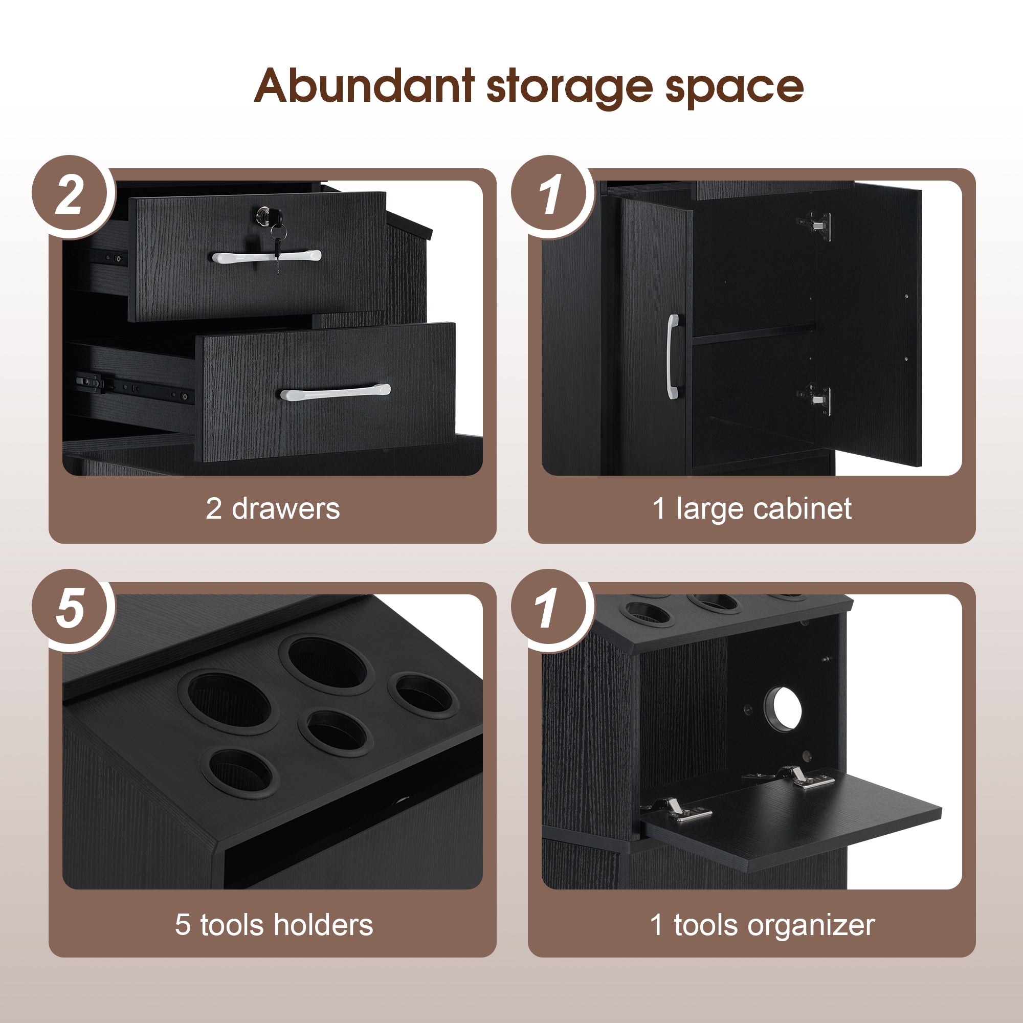 BarberPub Barber Locking Storage Station Beauty Salon Cabinet for Hair Stylist 2005