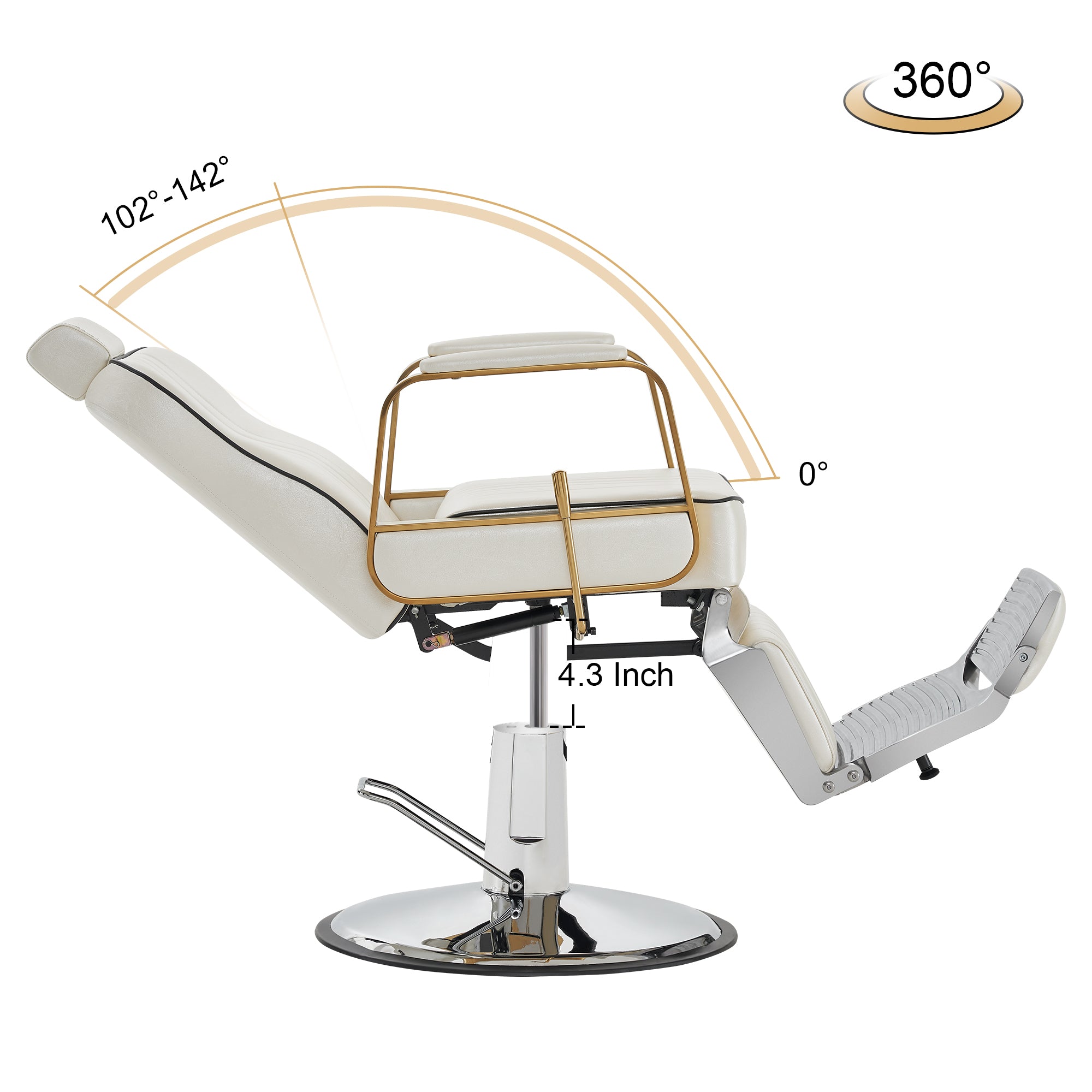 BarberPub All Purpose Reclining Barber Chair, Hair Stylist Salon Chair 9238