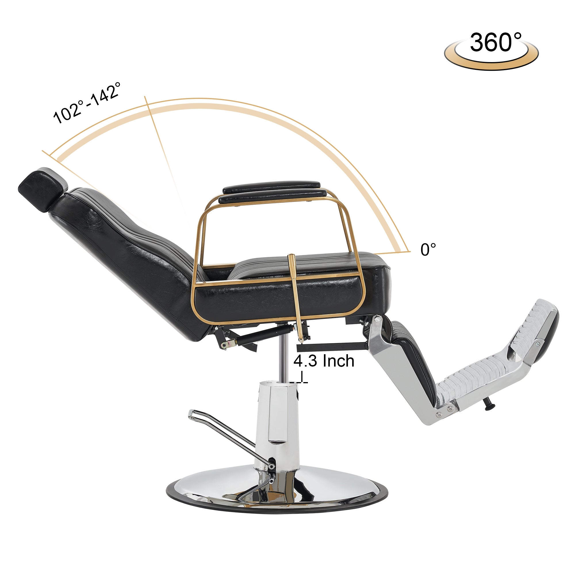 BarberPub All Purpose Reclining Barber Chair, Hair Stylist Salon Chair 9238