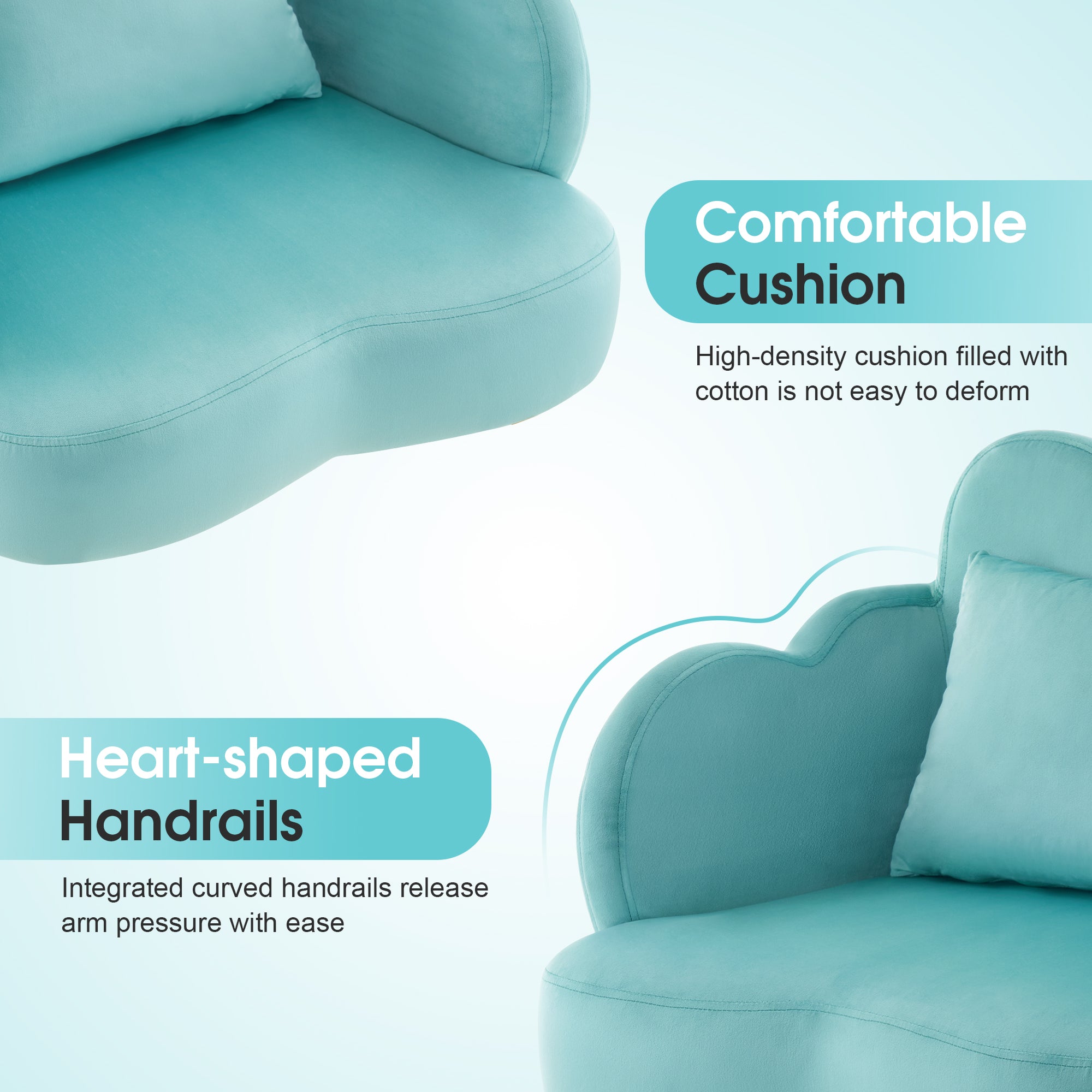 Manicure Tech Chair for Manicurist with Backrest, Modern Living Room Chair with Velvet 3522