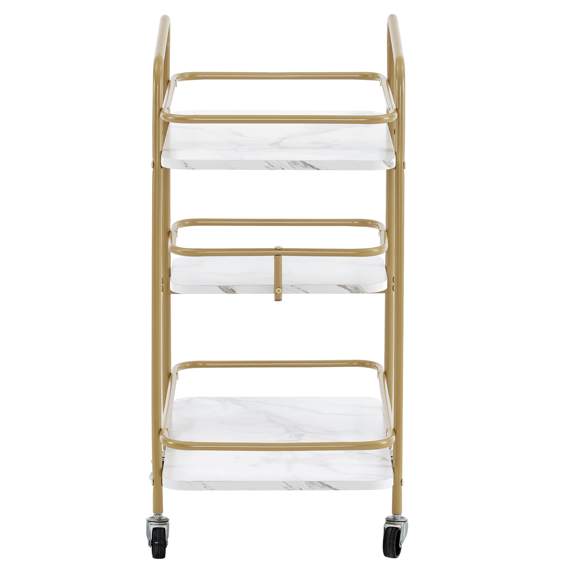 3-tier Hair Salon SPA Utility Trolley, Barber Storage Rolling Cart with Marble Plate 2072