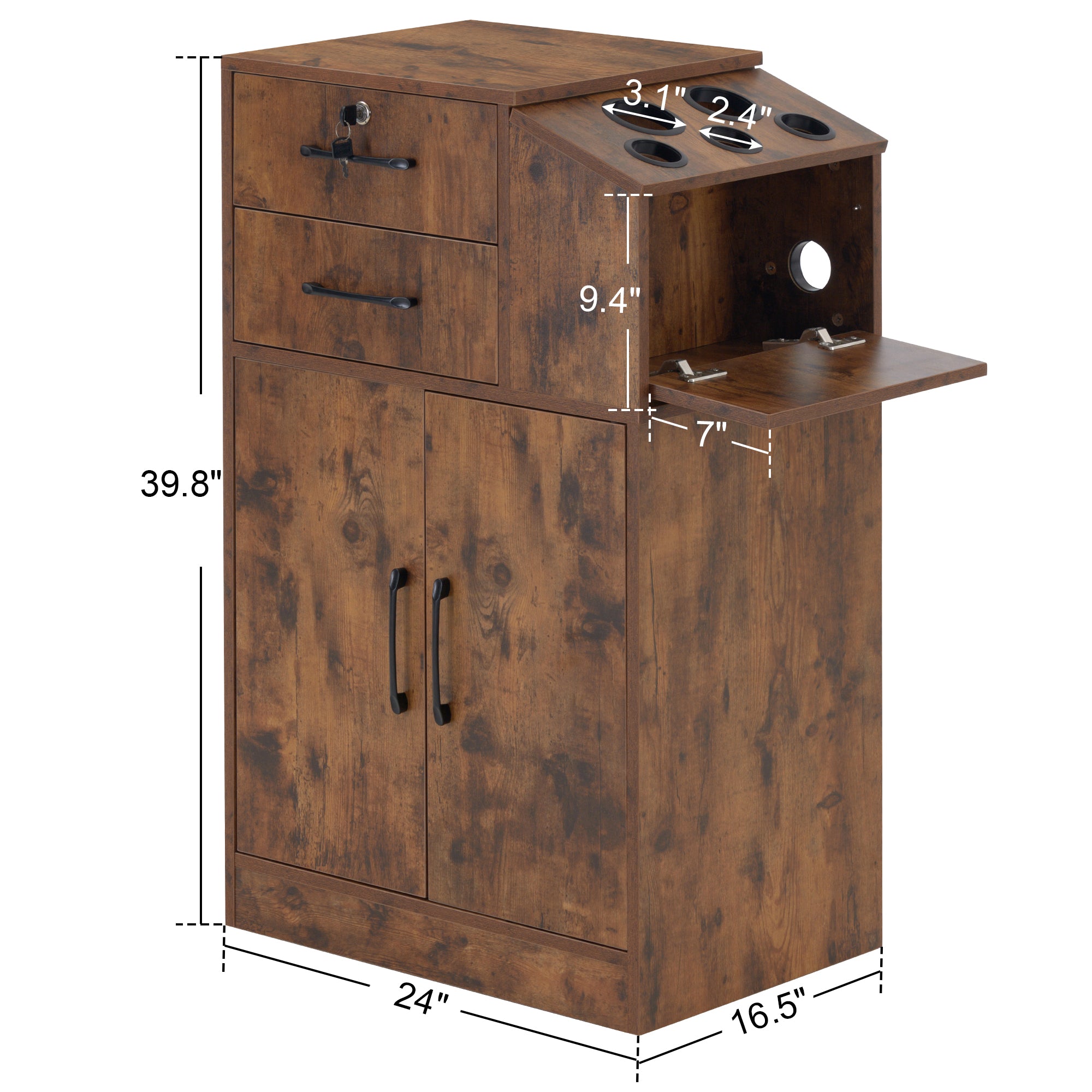 BarberPub Barber Locking Storage Station Beauty Salon Cabinet for Hair Stylist 2005