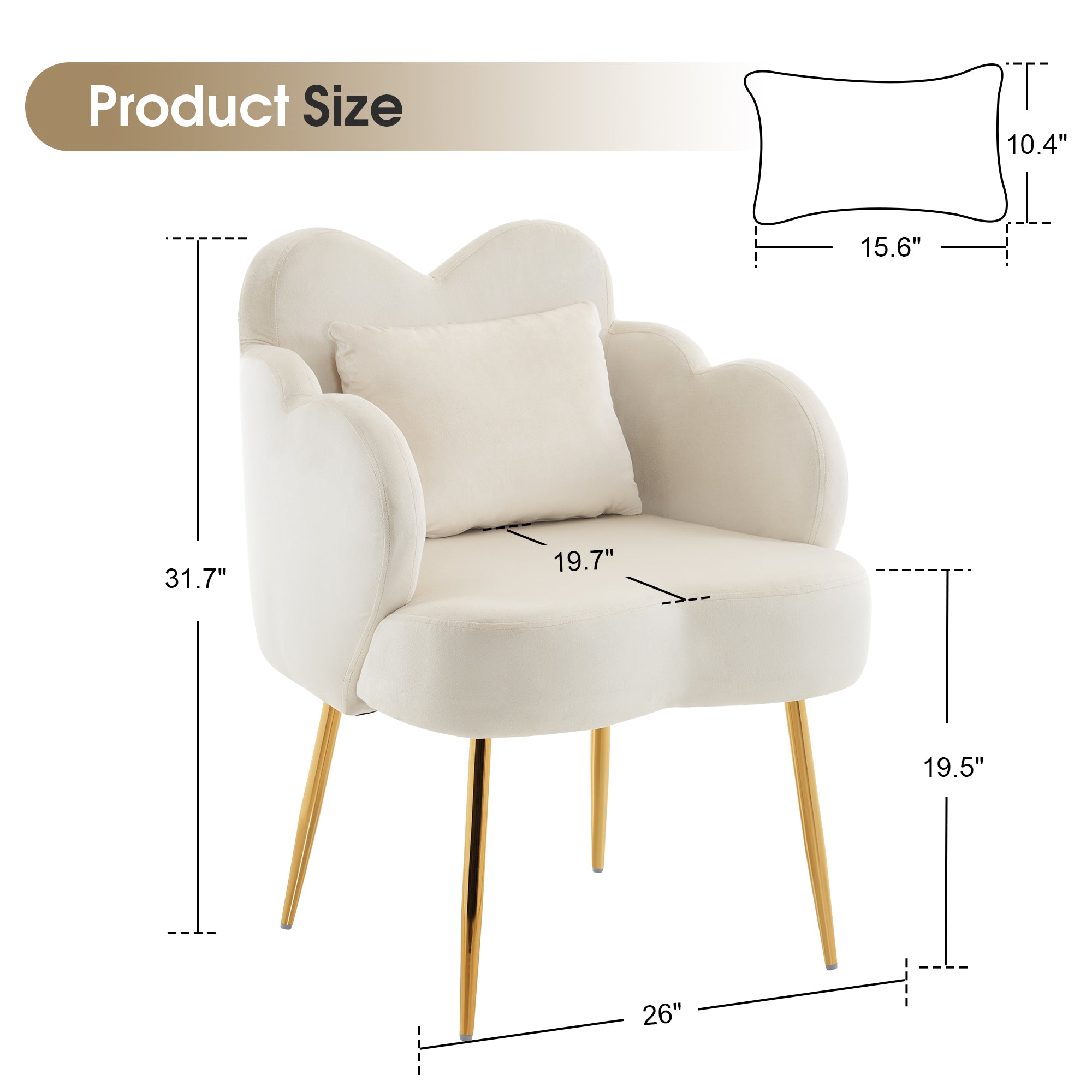 Manicure Tech Chair for Manicurist with Backrest, Modern Living Room Chair with Velvet 3522