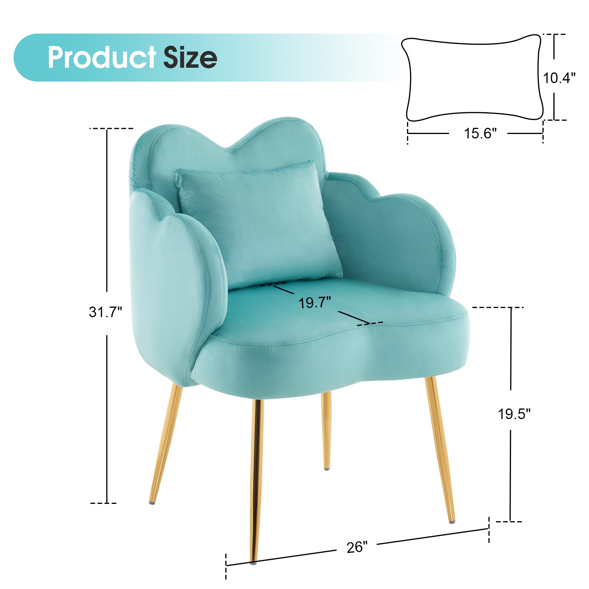 Manicure Tech Chair for Manicurist with Backrest, Modern Living Room Chair with Velvet 3522