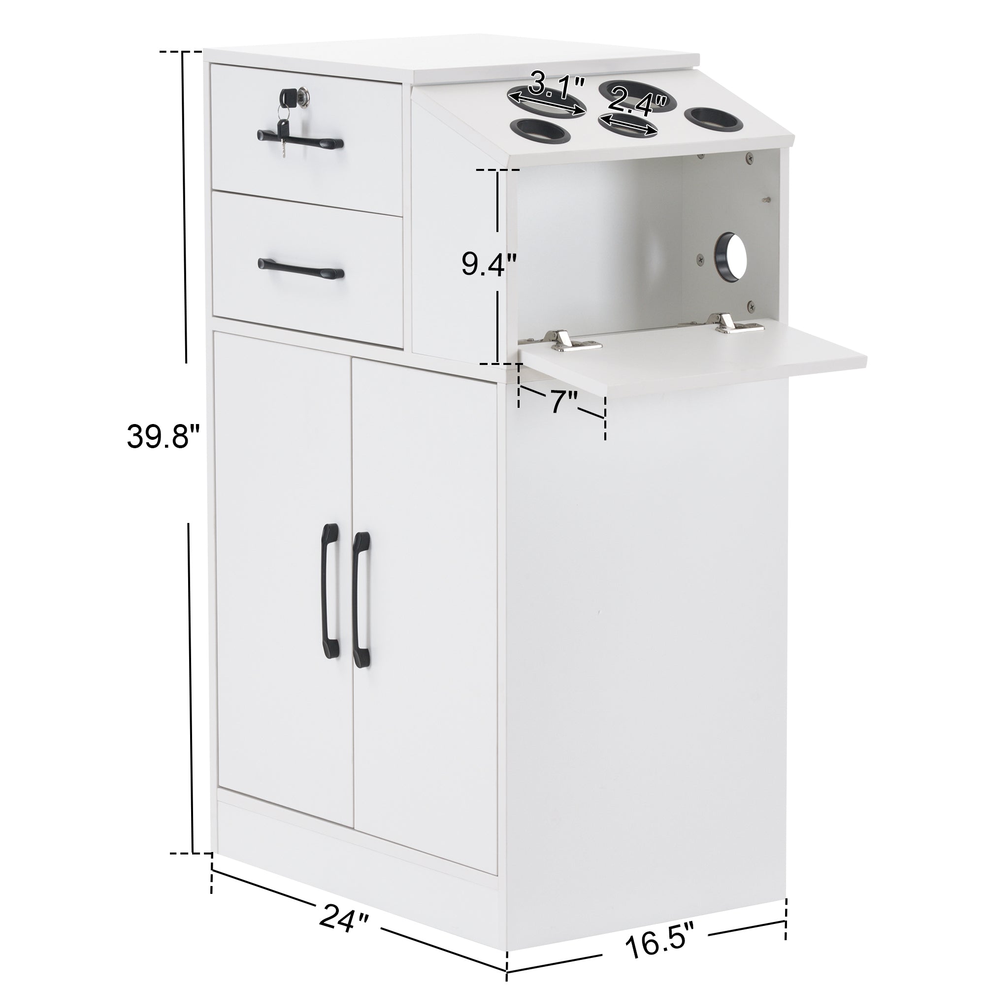 BarberPub Barber Locking Storage Station Beauty Salon Cabinet for Hair Stylist 2005