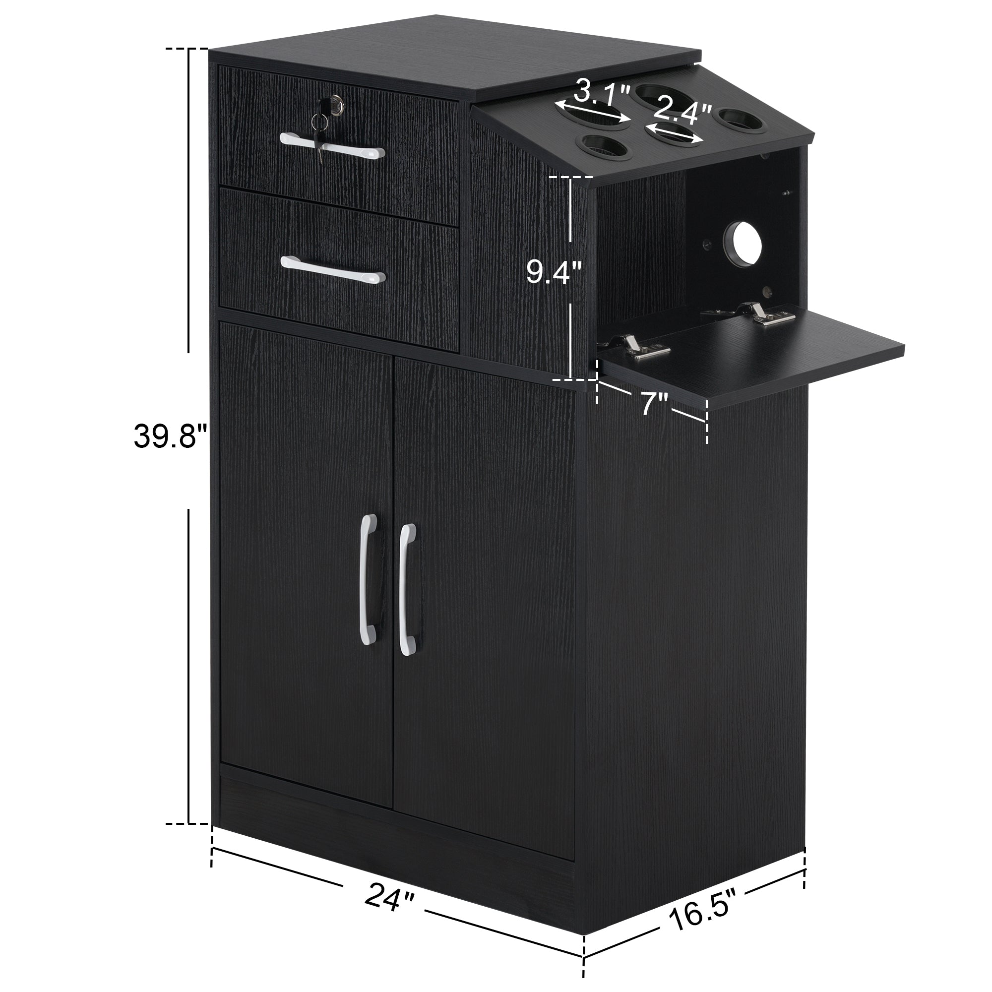 BarberPub Barber Locking Storage Station Beauty Salon Cabinet for Hair Stylist 2005