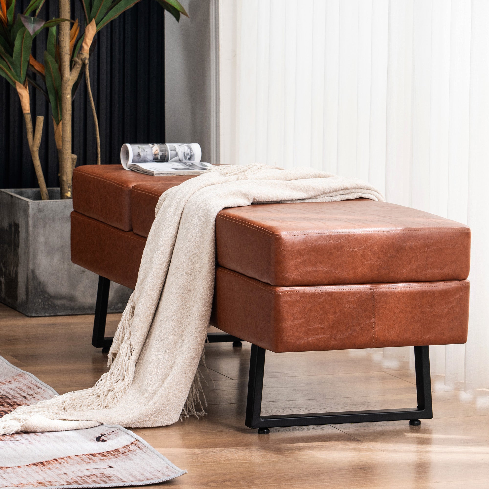 BarberPub Waiting Room Chairs Office Guest Reception Bench, Lobby Chairs Salon Furniture, Conference Room Chairs, Faux Leather 7008