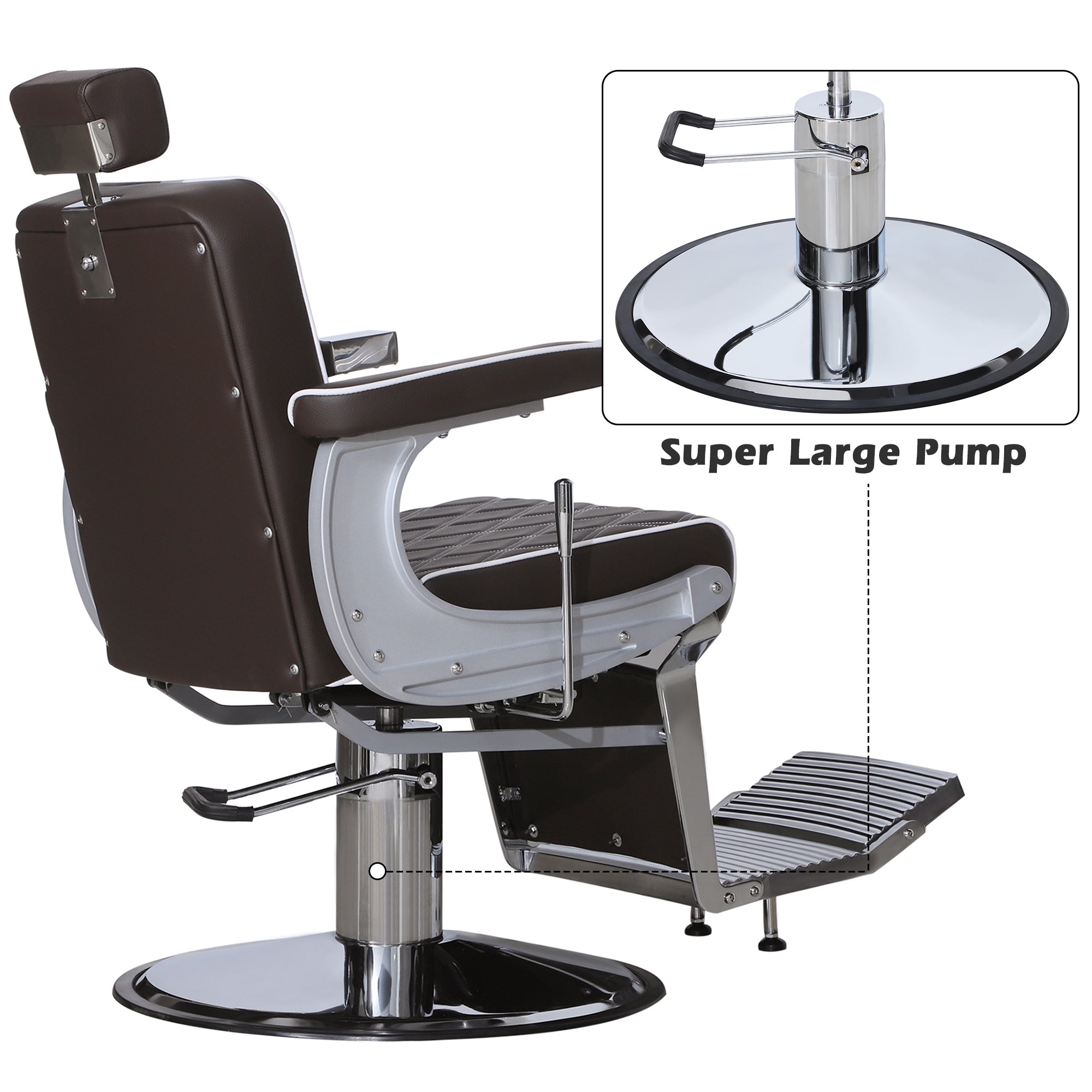 BarberPub Barber Chair for Hair Stylist, Reclining Barbershop Salon Chair 3825