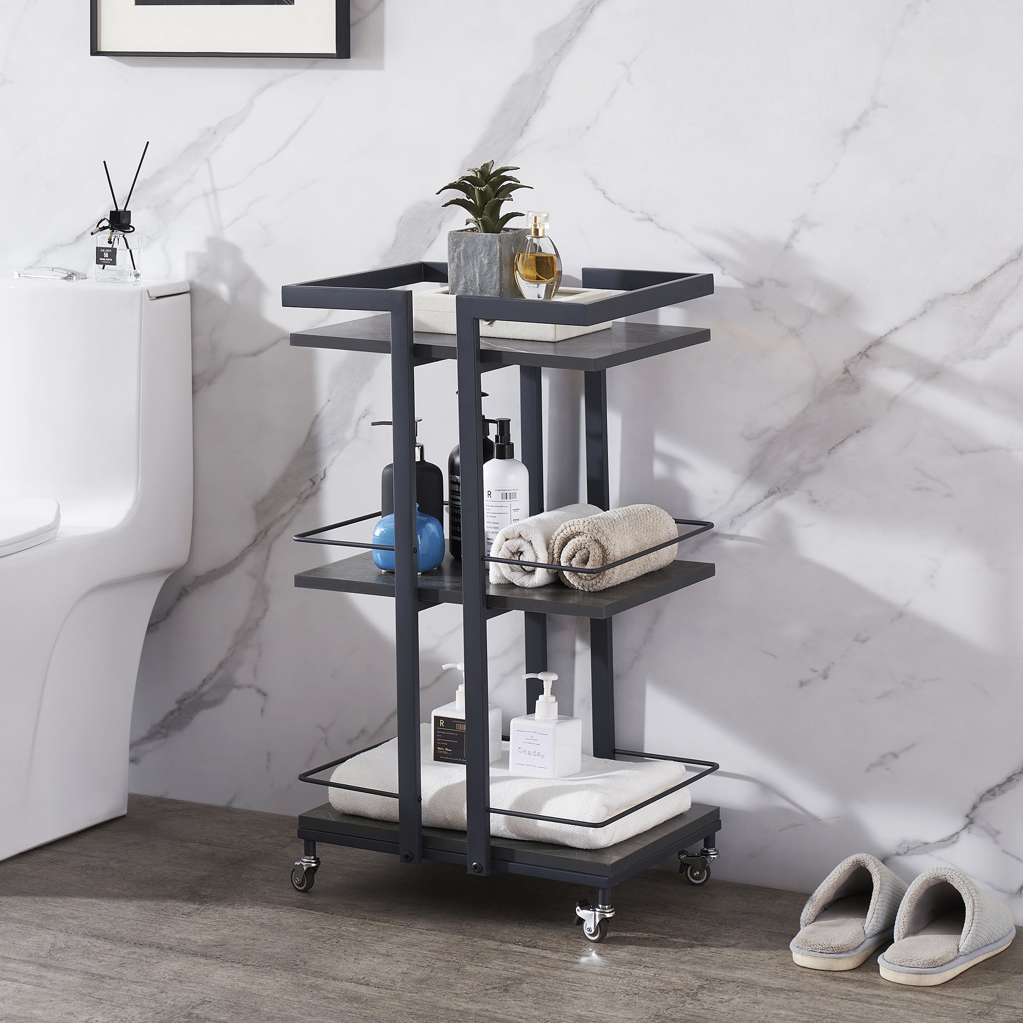 BarberPub Utility Manicure Trolley Multi-purpose Metal Rack Heavy-Duty Cart 2033