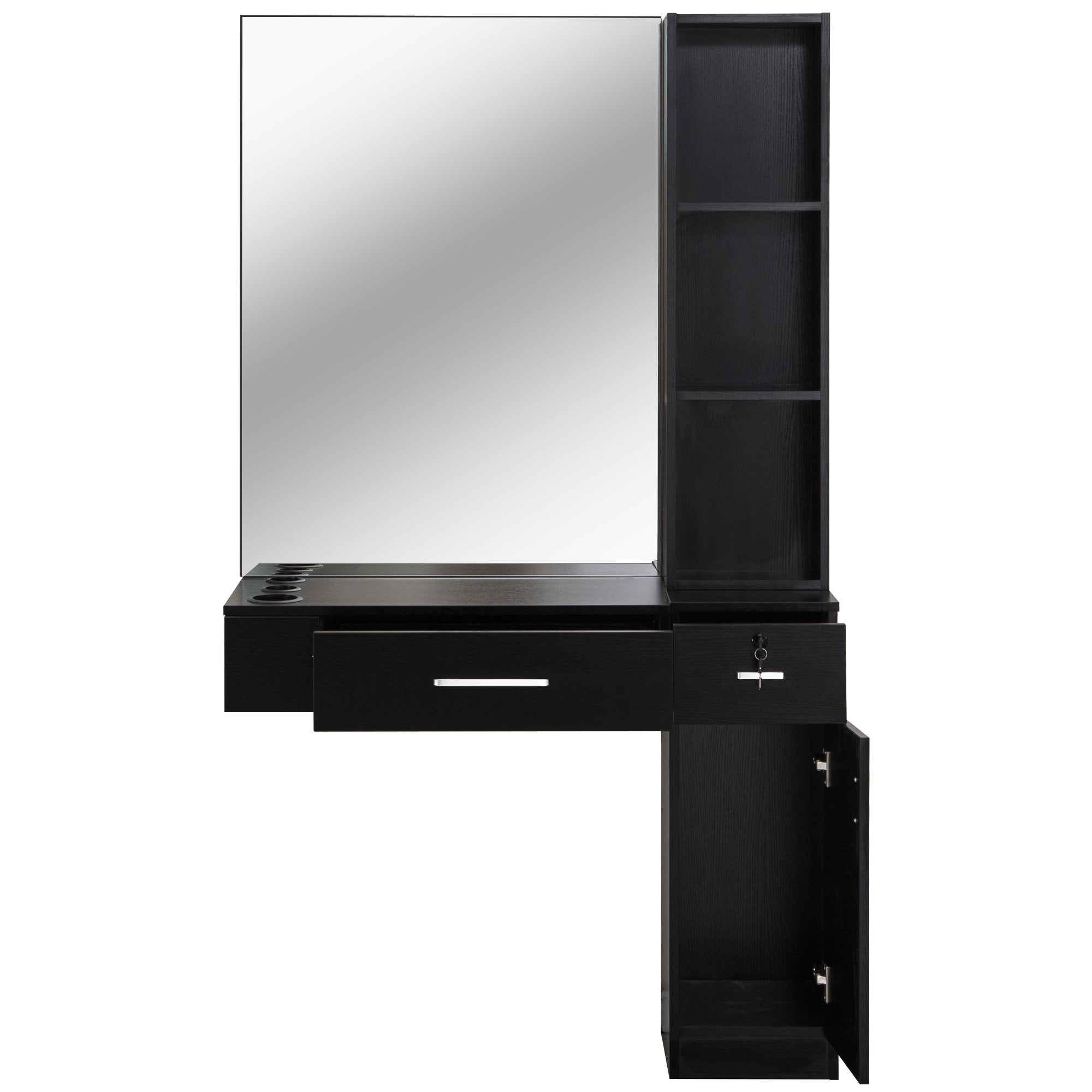 BarberPub Wall Mount Hair Styling Barber Station with Mirror&Tool Holder 3026/3036