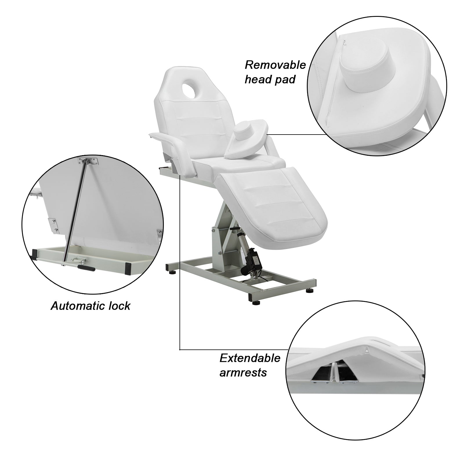 Barber Electric Massage Bed with One Motor for Height, Beauty Tattoo Chair, Salon Facial Adjustable Bed 0100