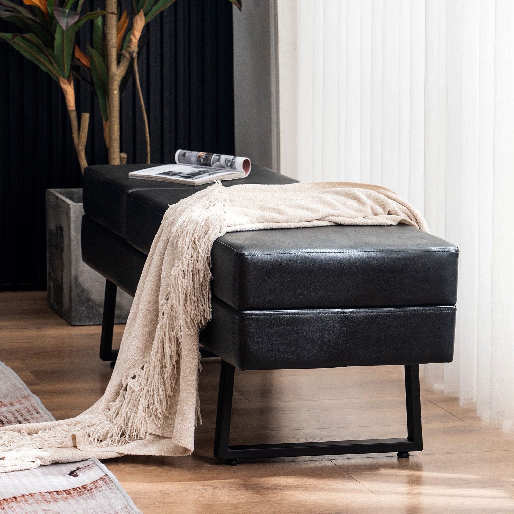 BarberPub Waiting Room Chairs Office Guest Reception Bench, Lobby Chairs Salon Furniture, Conference Room Chairs, Faux Leather 7008