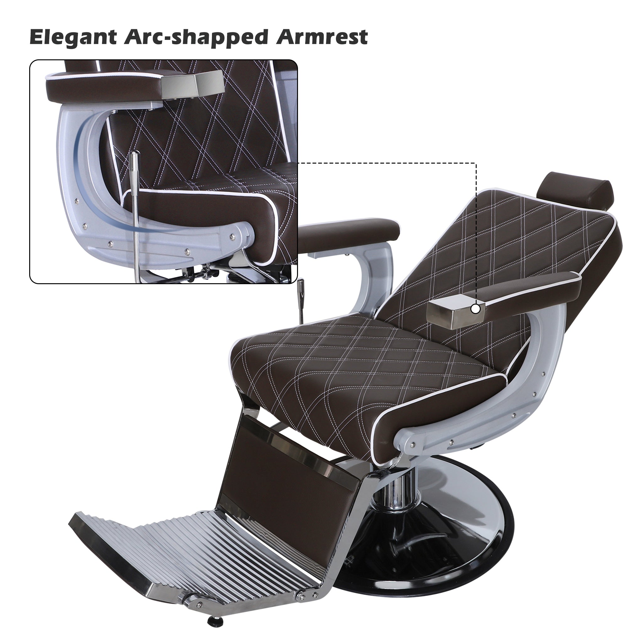 BarberPub Barber Chair for Hair Stylist, Reclining Barbershop Salon Chair 3825