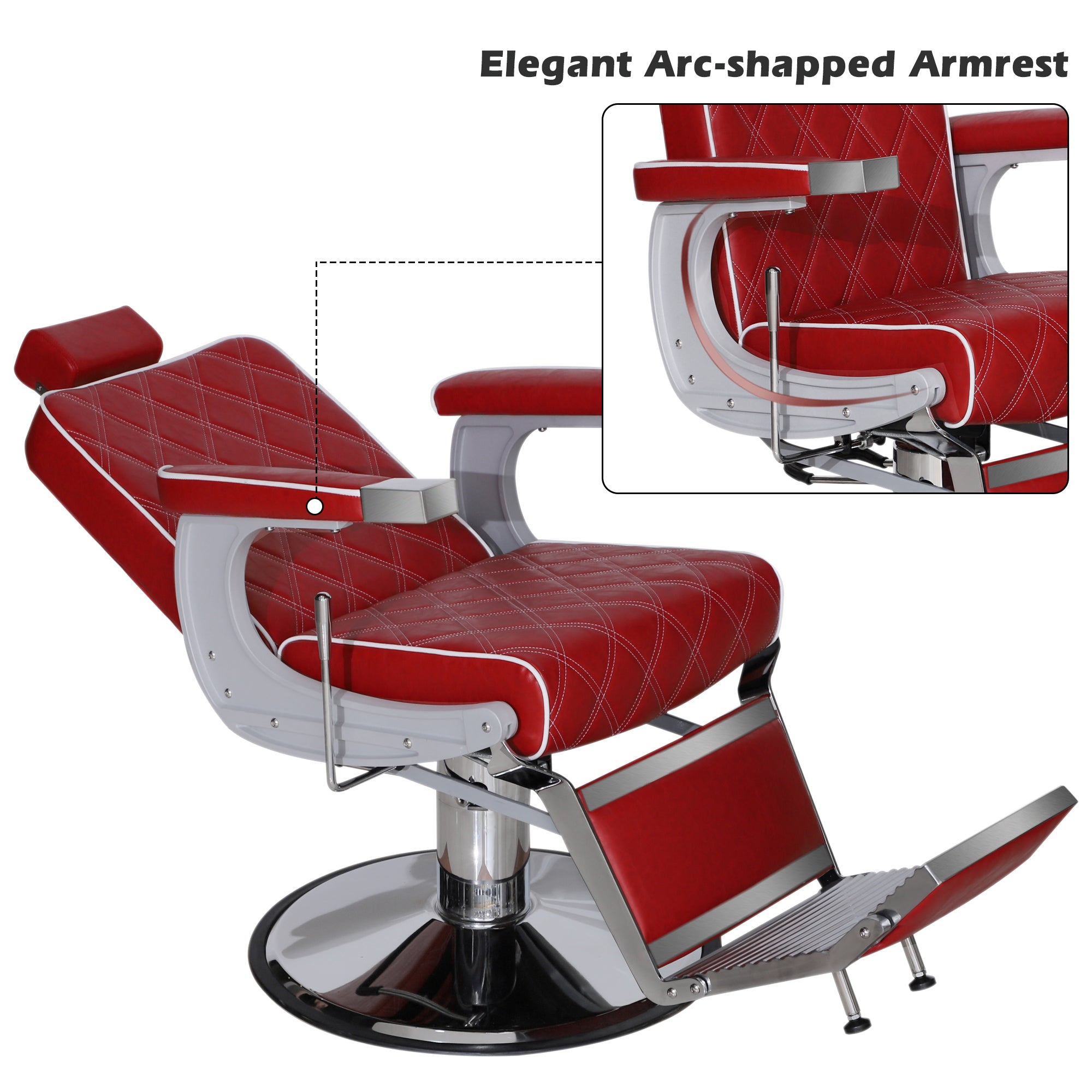 BarberPub Barber Chair for Hair Stylist, Reclining Barbershop Salon Chair 3825