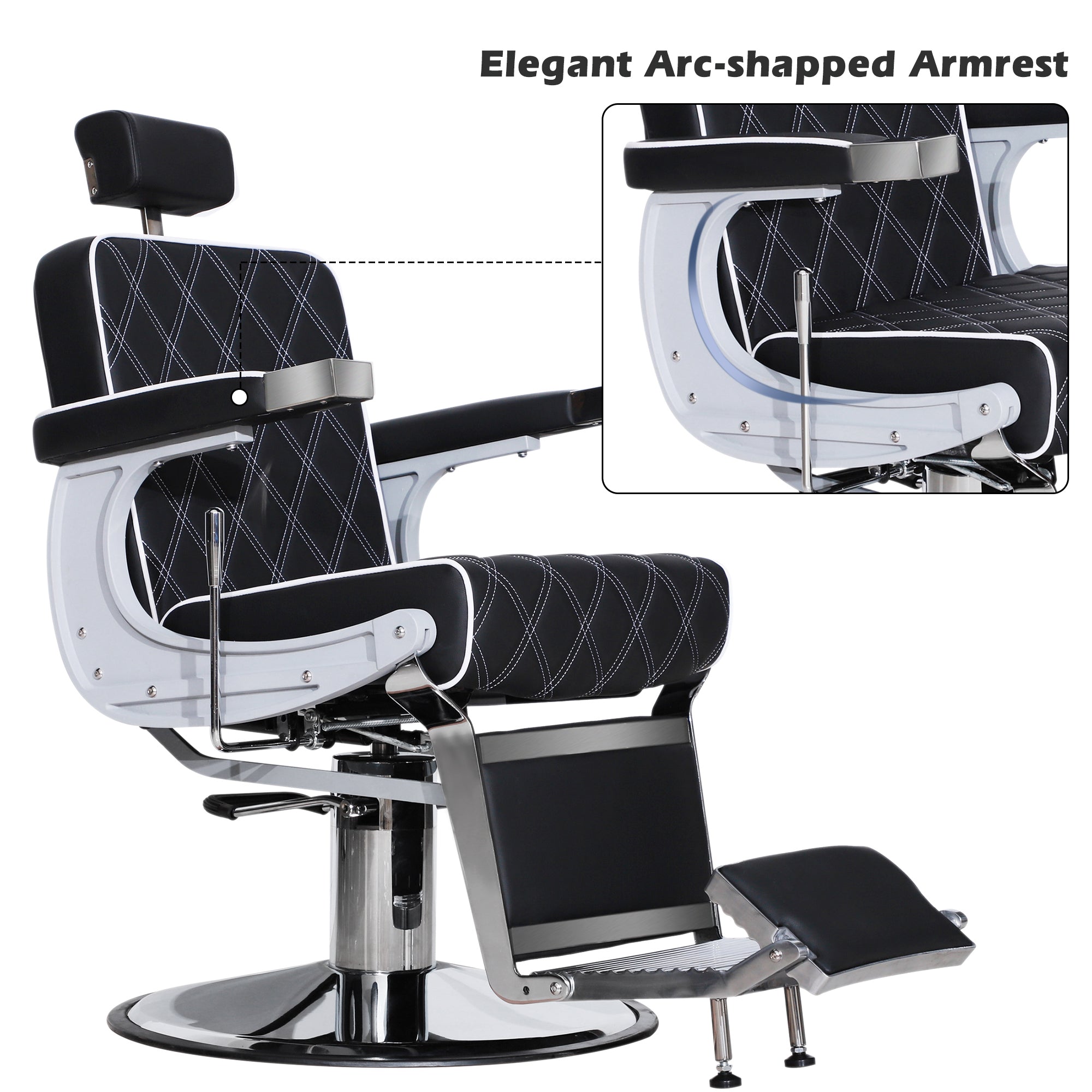 BarberPub Barber Chair for Hair Stylist, Reclining Barbershop Salon Chair 3825