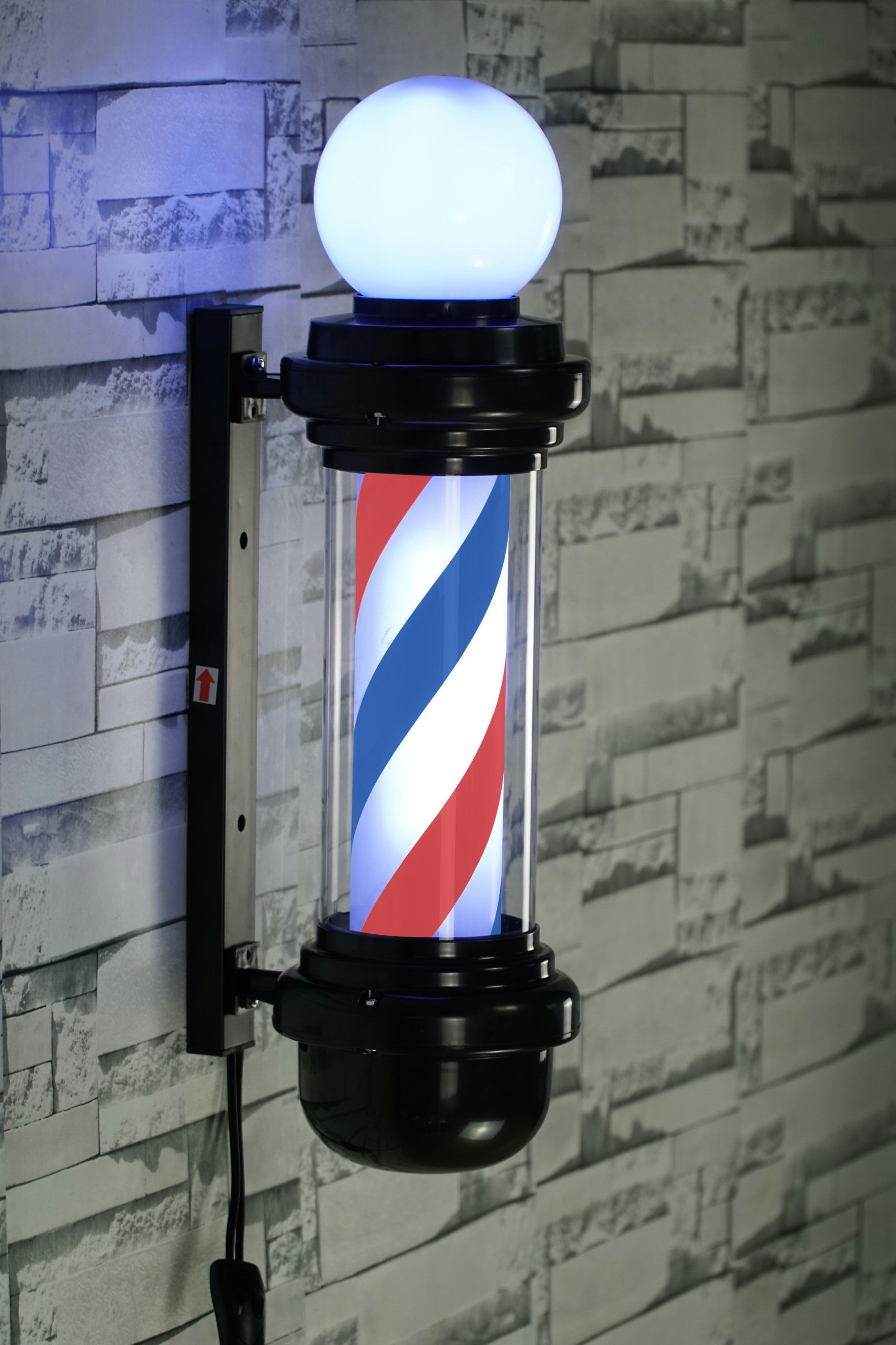 Barber Pole with LED Light for Hairdressing, Salon Shop Open Sign, Salon Spa Stripes Rotating Lamp L018