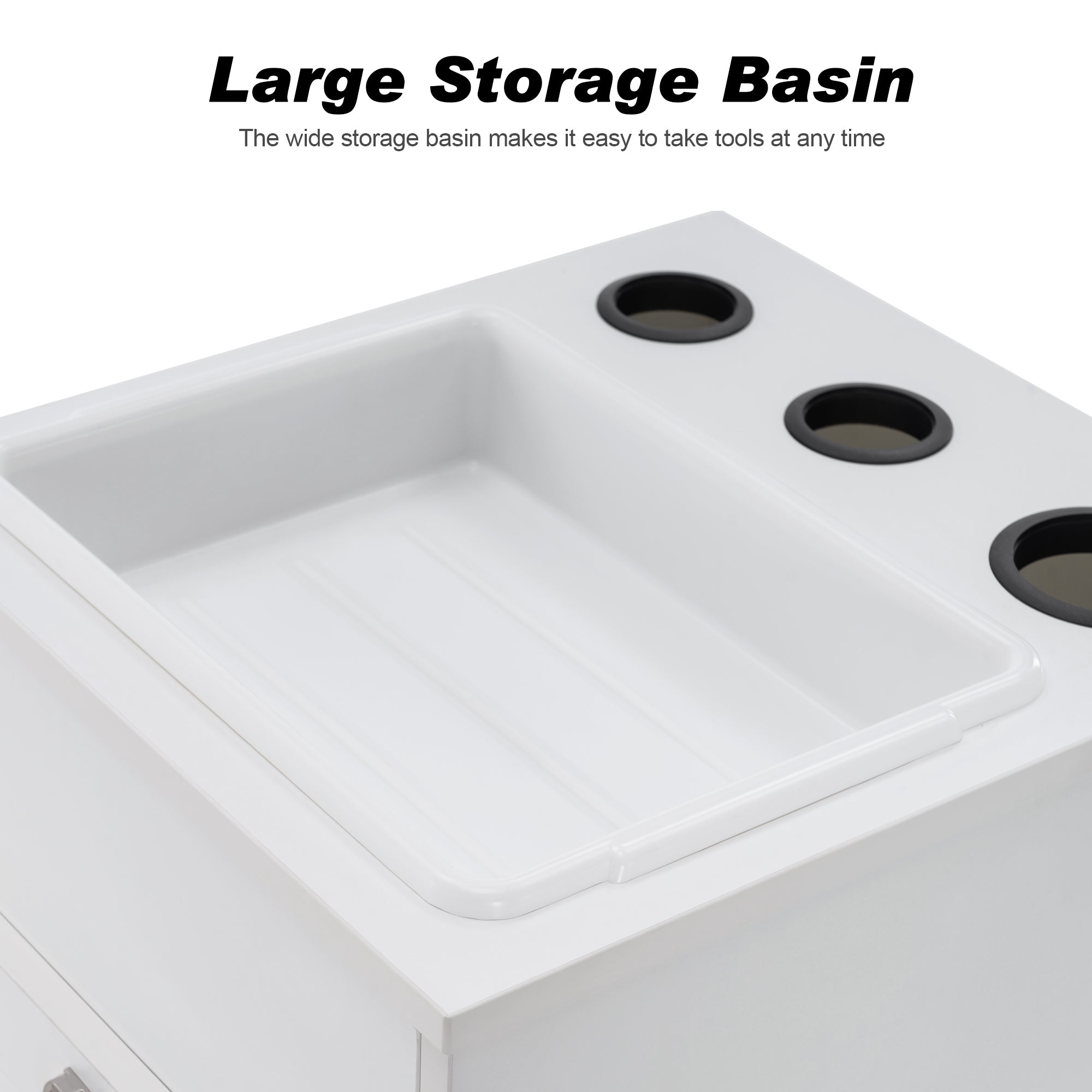 Utility Barber Station with Hair Dryer Holders, Salon Styling Cabinet for Storage 2035