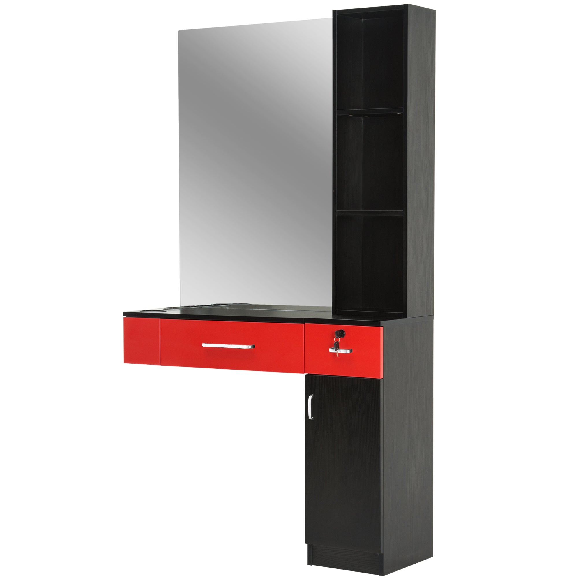 BarberPub Wall Mount Hair Styling Barber Station with Mirror&Tool Holder 3026/3036