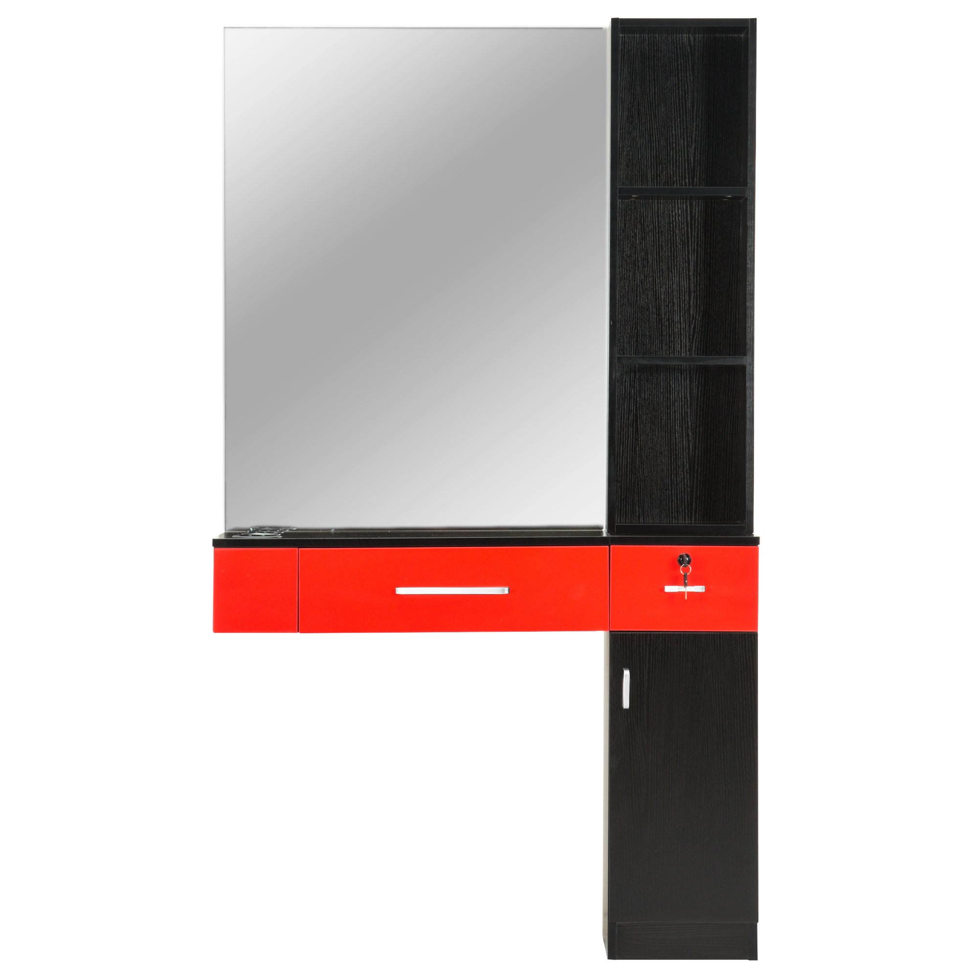BarberPub Wall Mount Hair Styling Barber Station with Mirror&Tool Holder 3026/3036