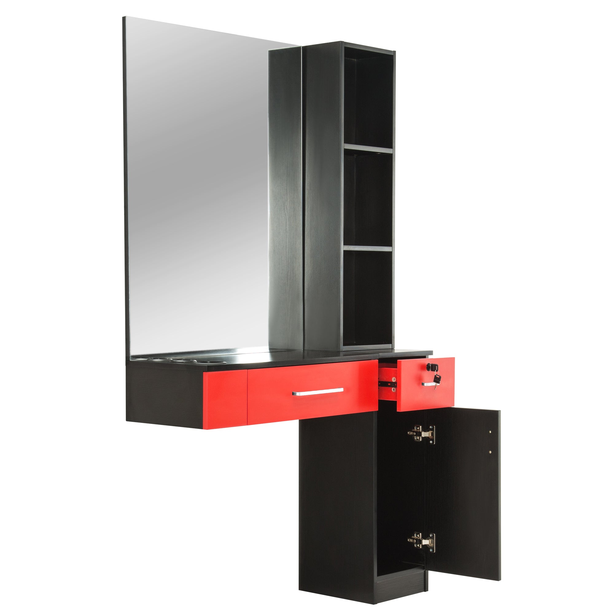 BarberPub Wall Mount Hair Styling Barber Station with Mirror&Tool Holder 3026/3036
